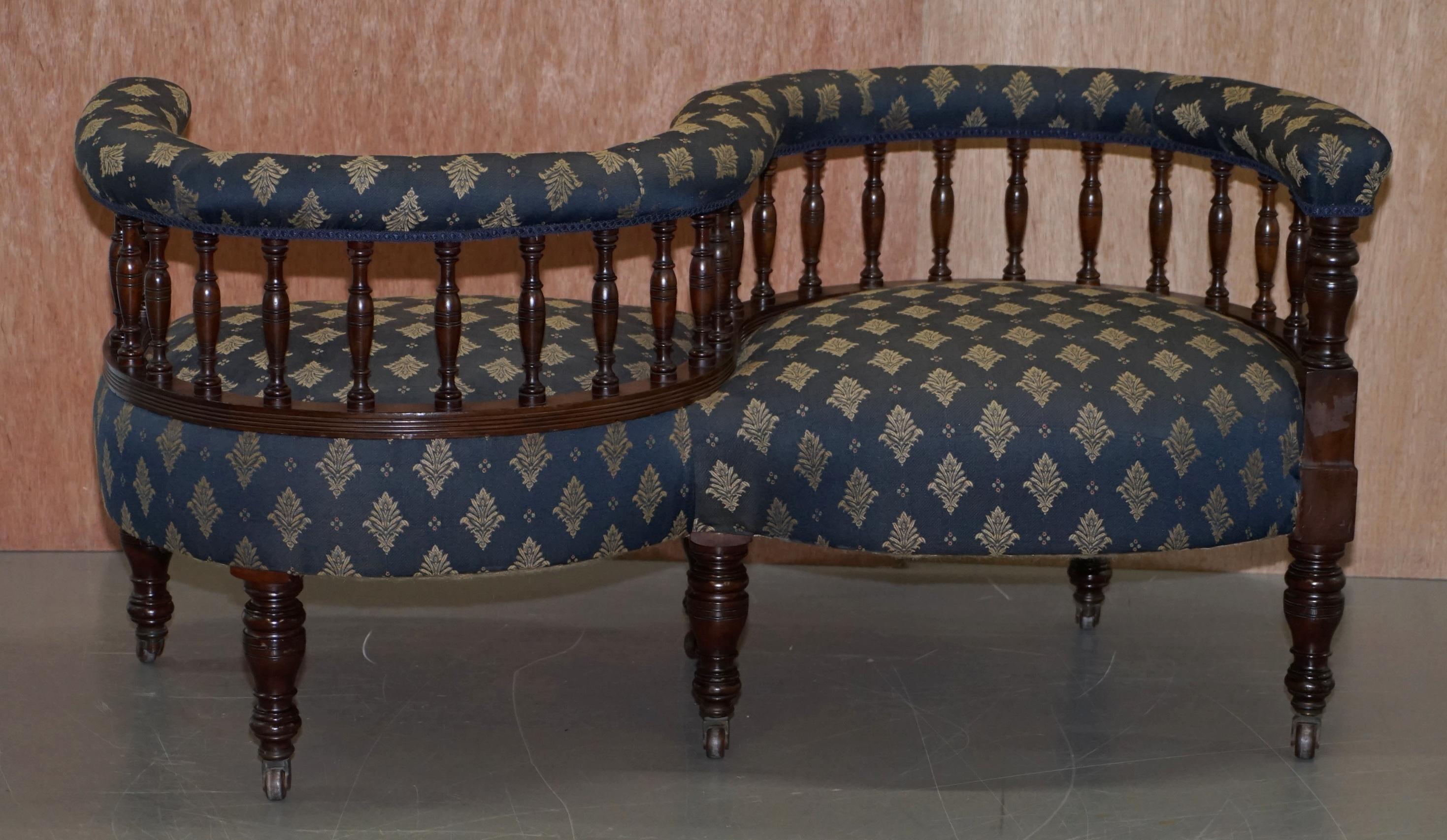Sublime Original Antique Victorian 1860 Tete a Tete Love Coversation Sofa Seat 5