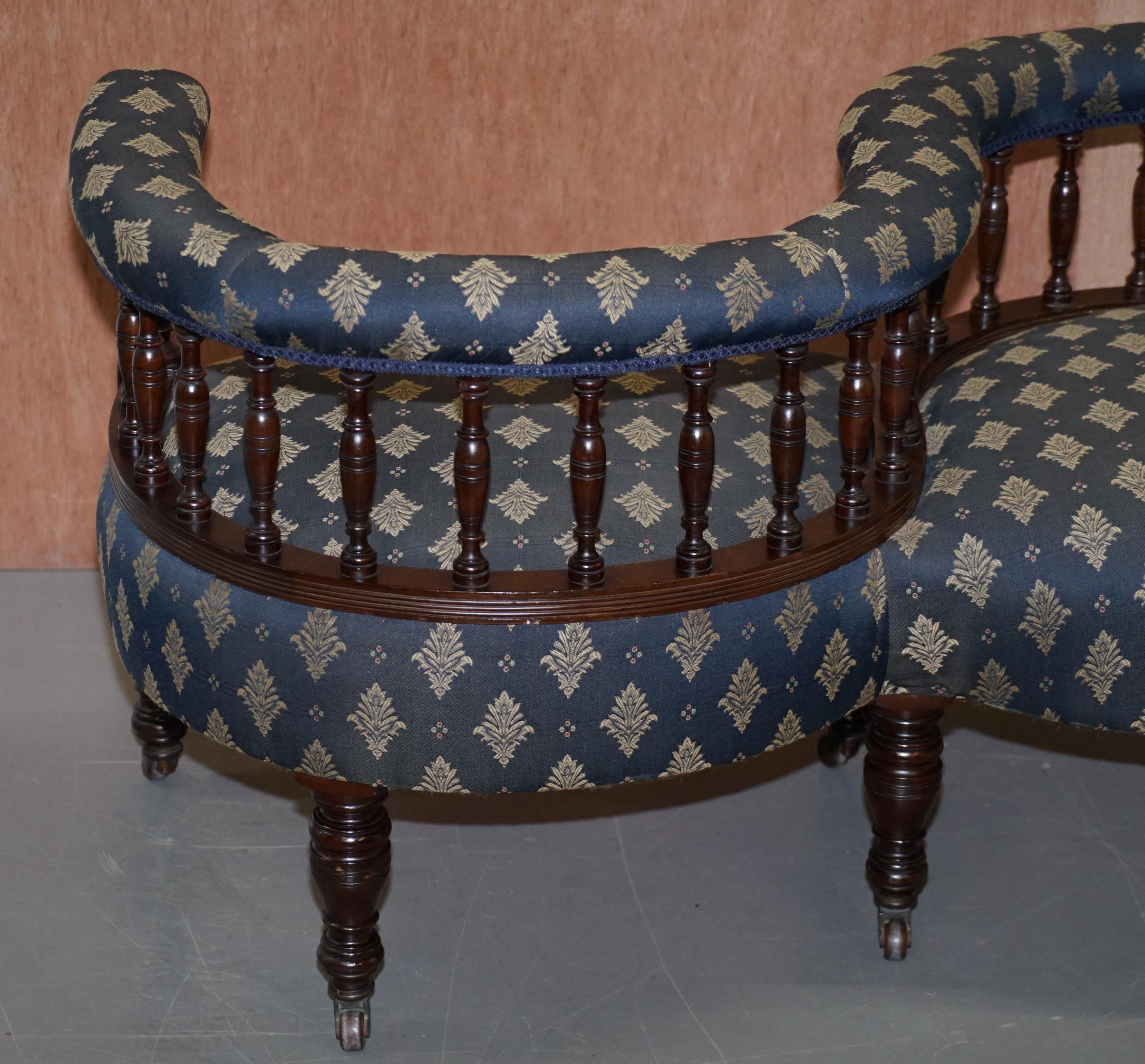 Sublime Original Antique Victorian 1860 Tete a Tete Love Coversation Sofa Seat 7