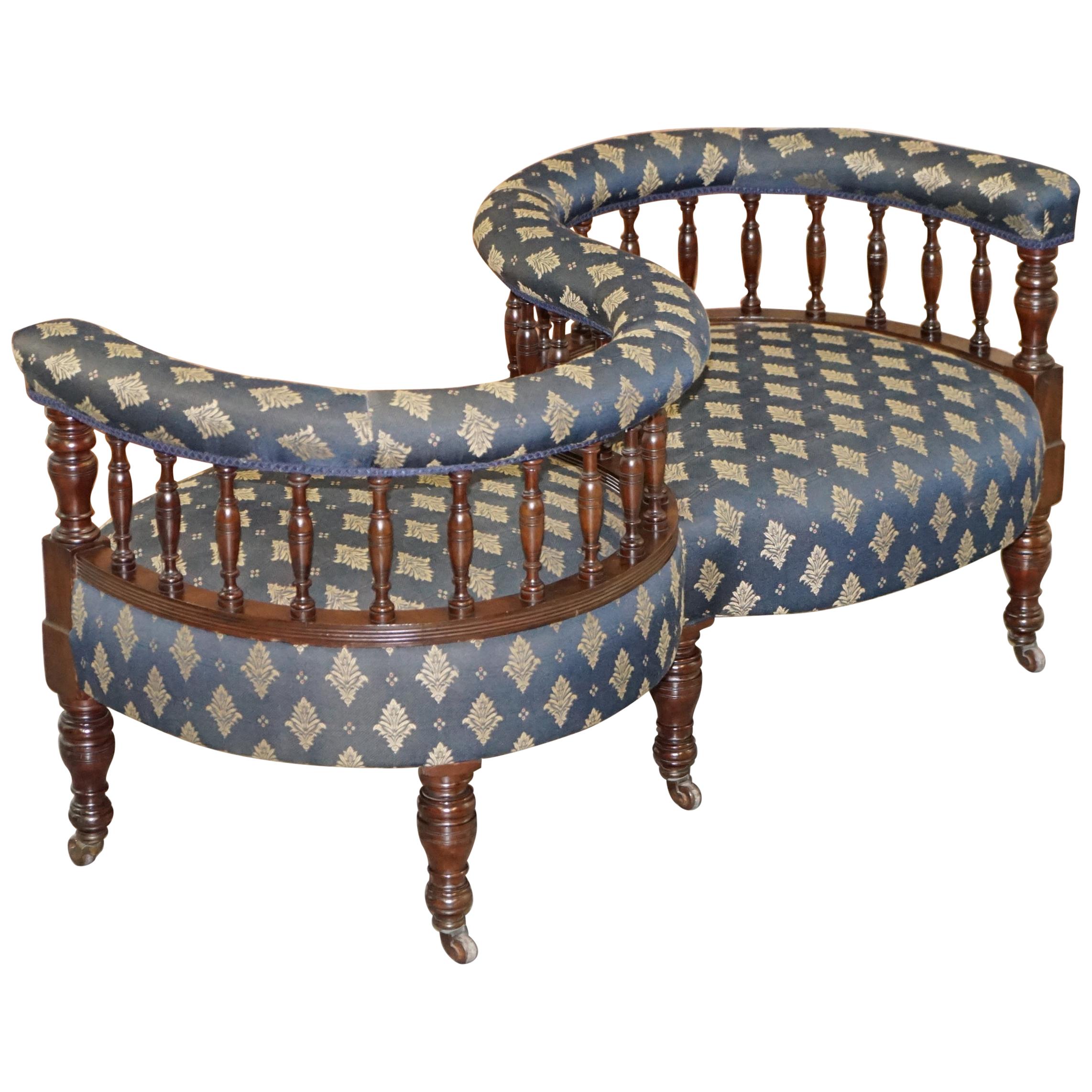 Sublime Original Antique Victorian 1860 Tete a Tete Love Coversation Sofa Seat