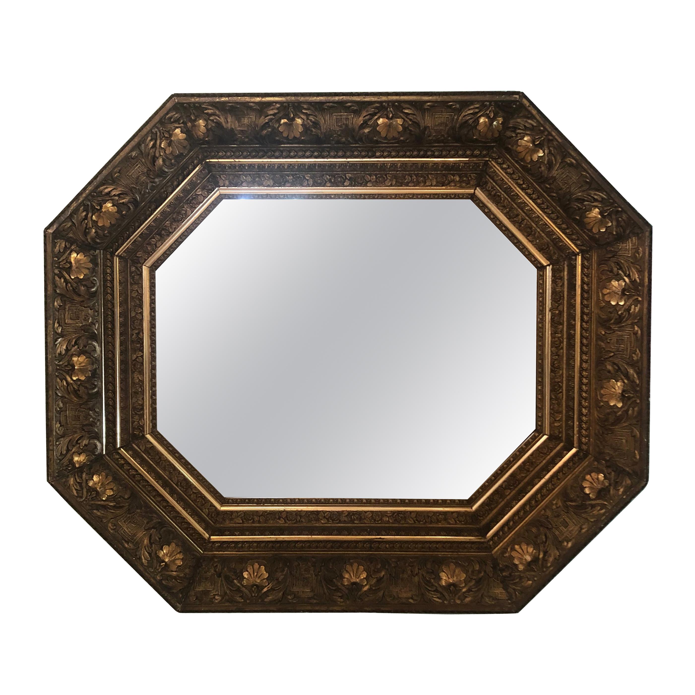 Sublime Ornate Antique Octagonal Giltwood Mirror