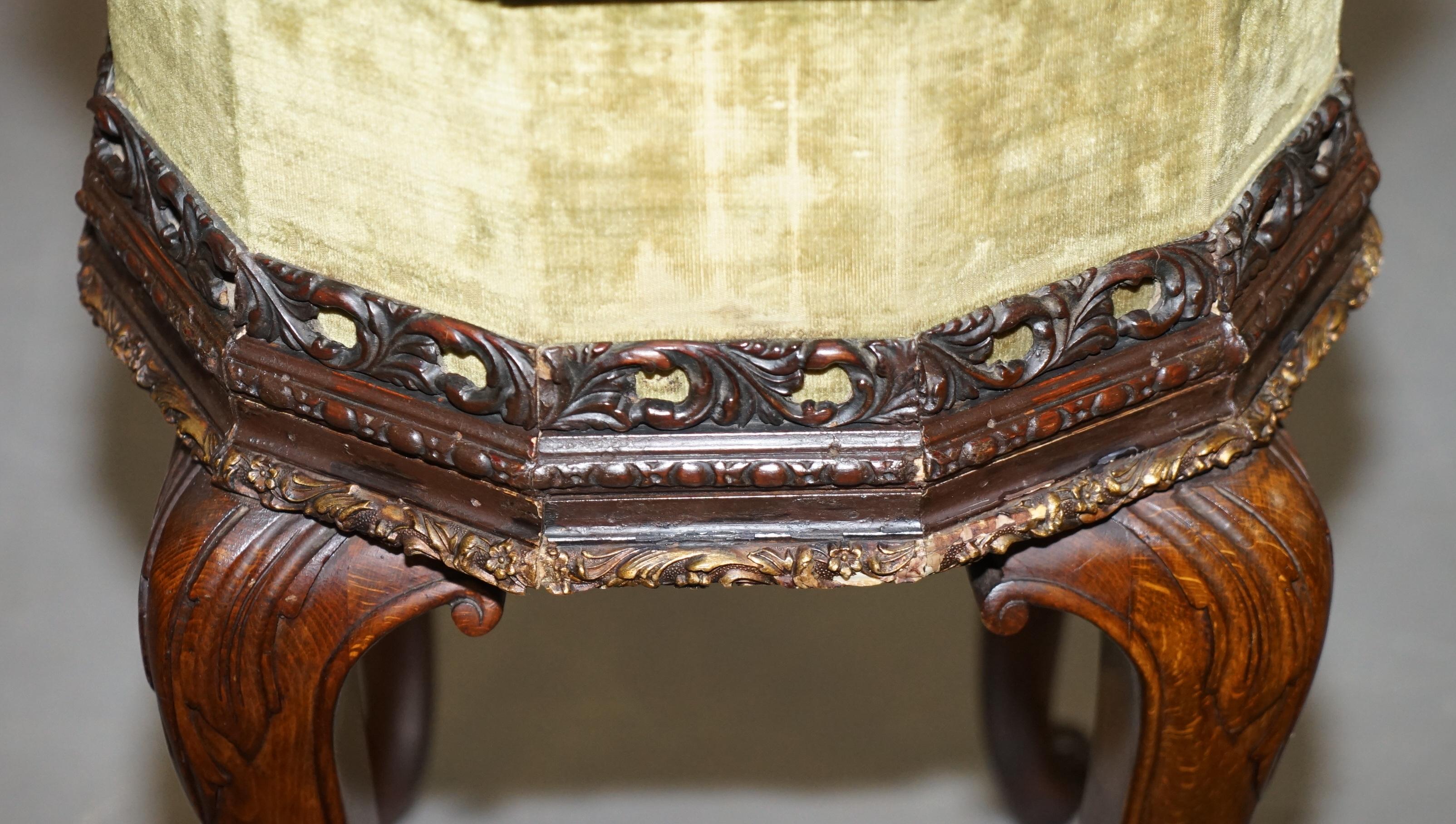 Sublime Pair of Antique circa 1860 Hardwood Carved Side Lamp Tables Velvet Tops For Sale 14