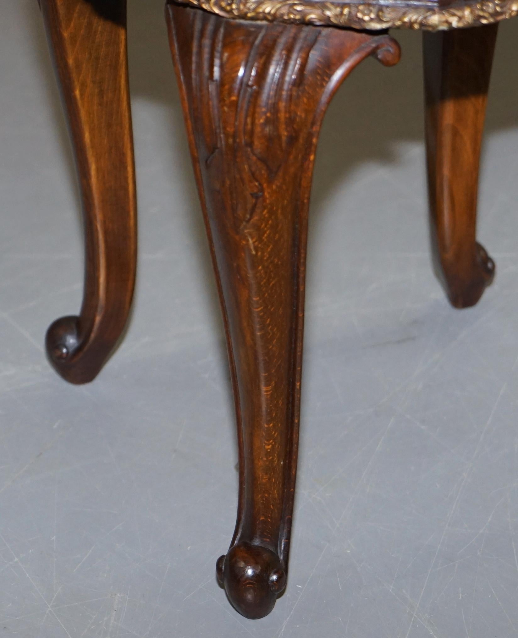 Sublime Pair of Antique circa 1860 Hardwood Carved Side Lamp Tables Velvet Tops For Sale 3