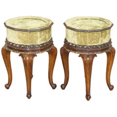 Sublime Pair of Antique circa 1860 Hardwood Carved Side Lamp Tables Velvet Tops