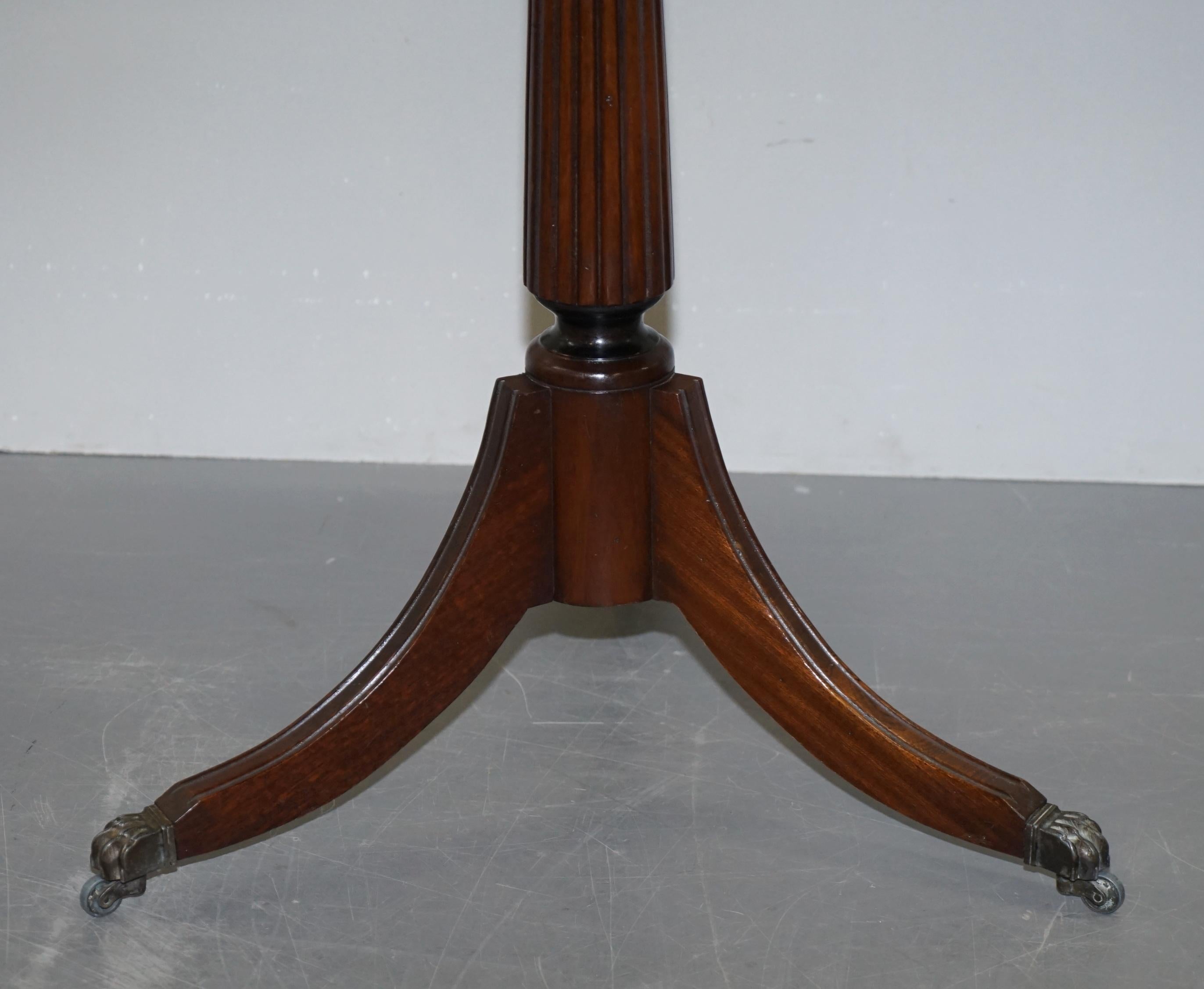 English Sublime Pair of Burr Walnut Marquetry Inlay Large Side Tables Lion Paw Castors For Sale