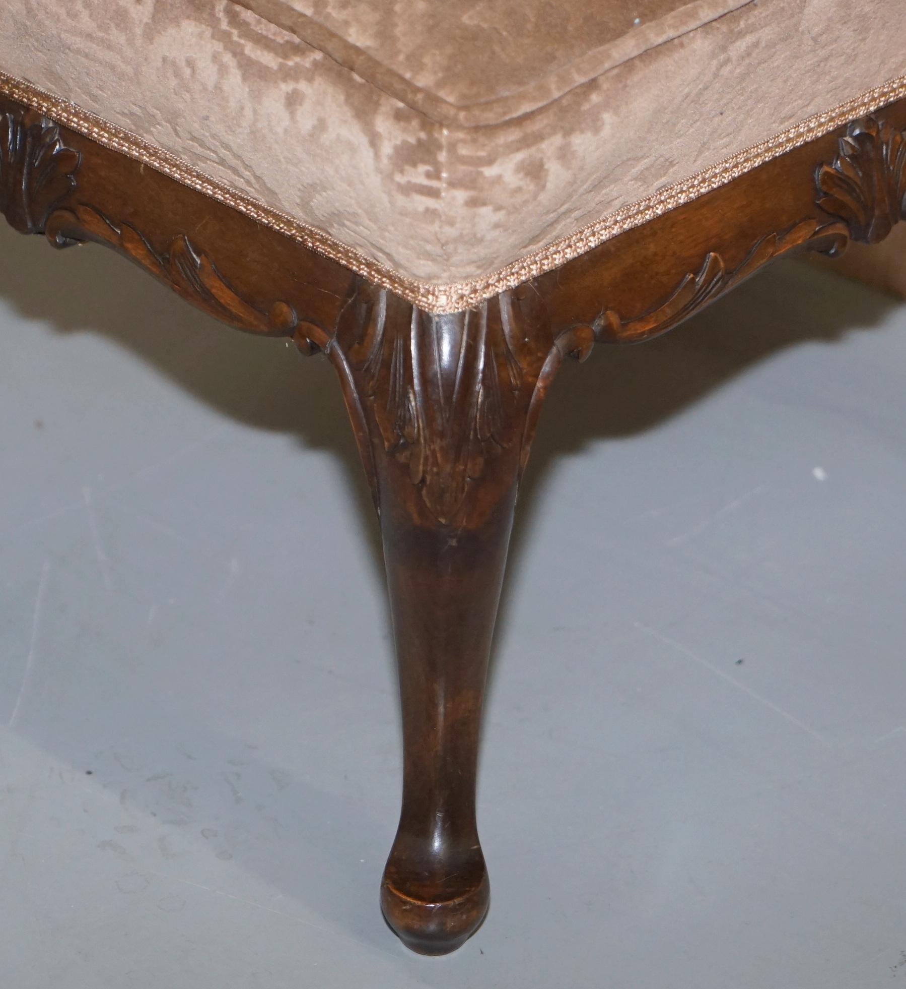 Sublime Pair of circa 1860 Antique Victorian Footstools Stools Carved Hardwood For Sale 2