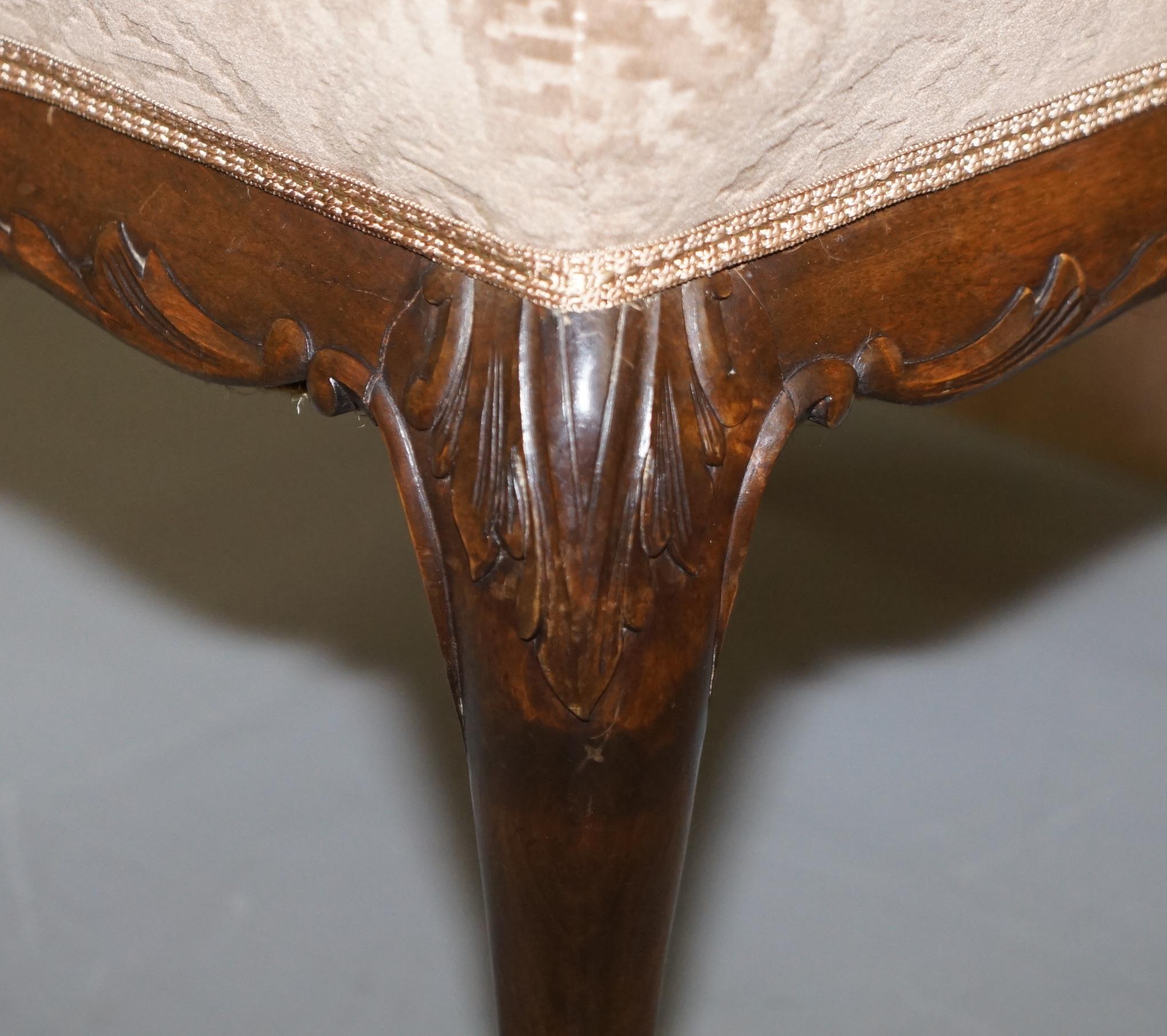 Sublime Pair of circa 1860 Antique Victorian Footstools Stools Carved Hardwood For Sale 3