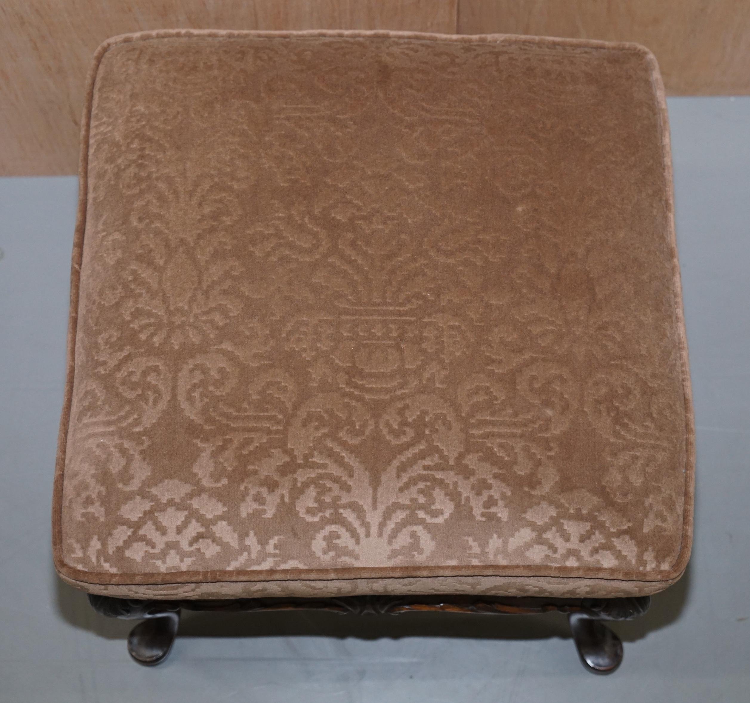 Sublime Paire de tabourets circa 1860 Antique Victorian Footstools Stools Carved Hardwood en vente 7