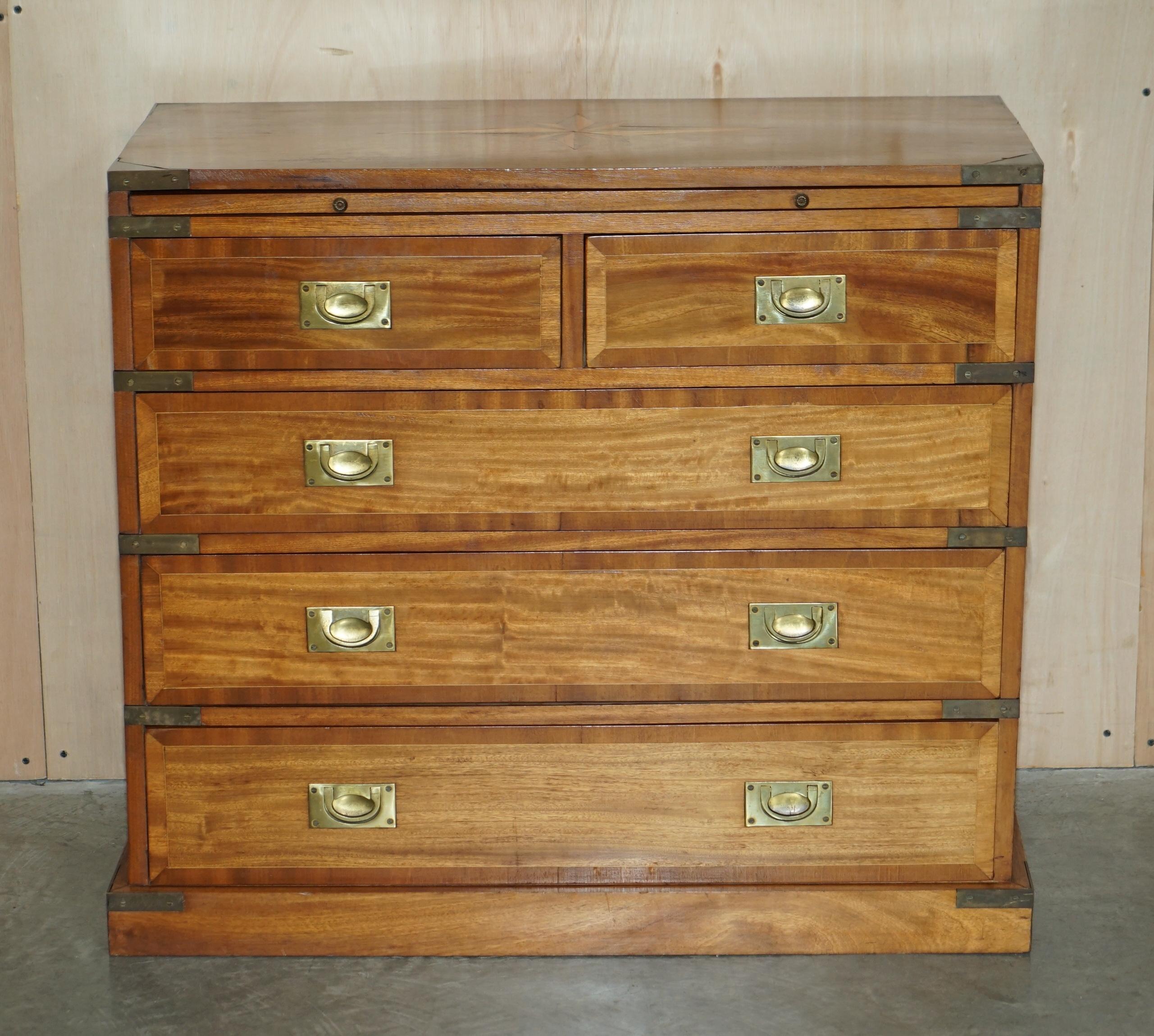 English Sublime Pair of circa 1900 Antique Military Campaign Chest of Drawers Sheraton
