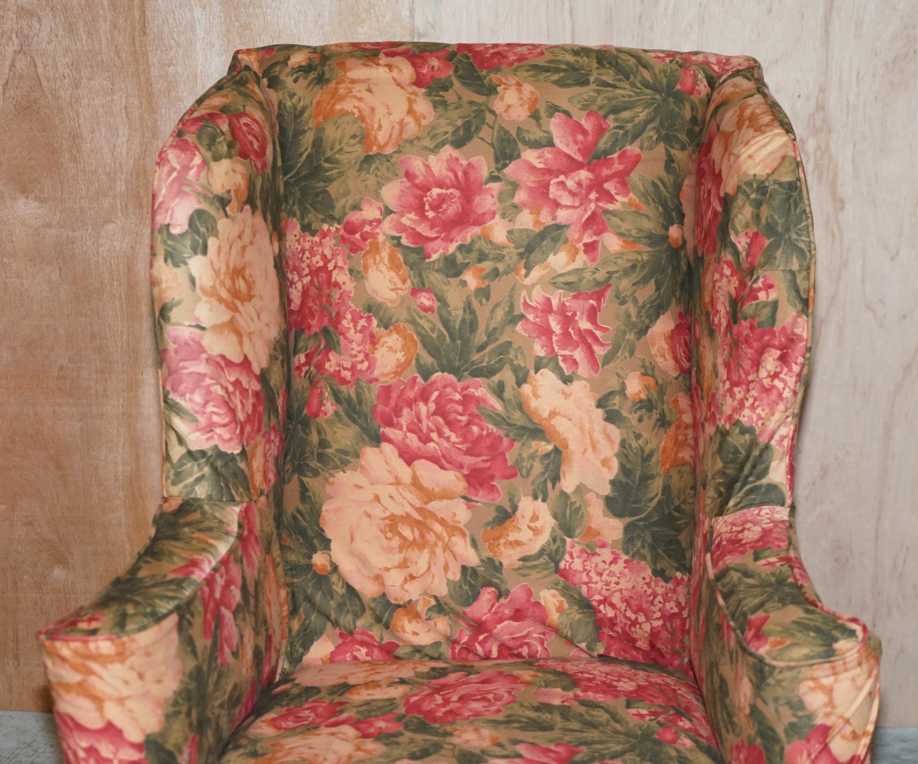 Victorian Sublime Pair of Howard & Son's William Morris Walnut Framed Wingback Armchairs For Sale