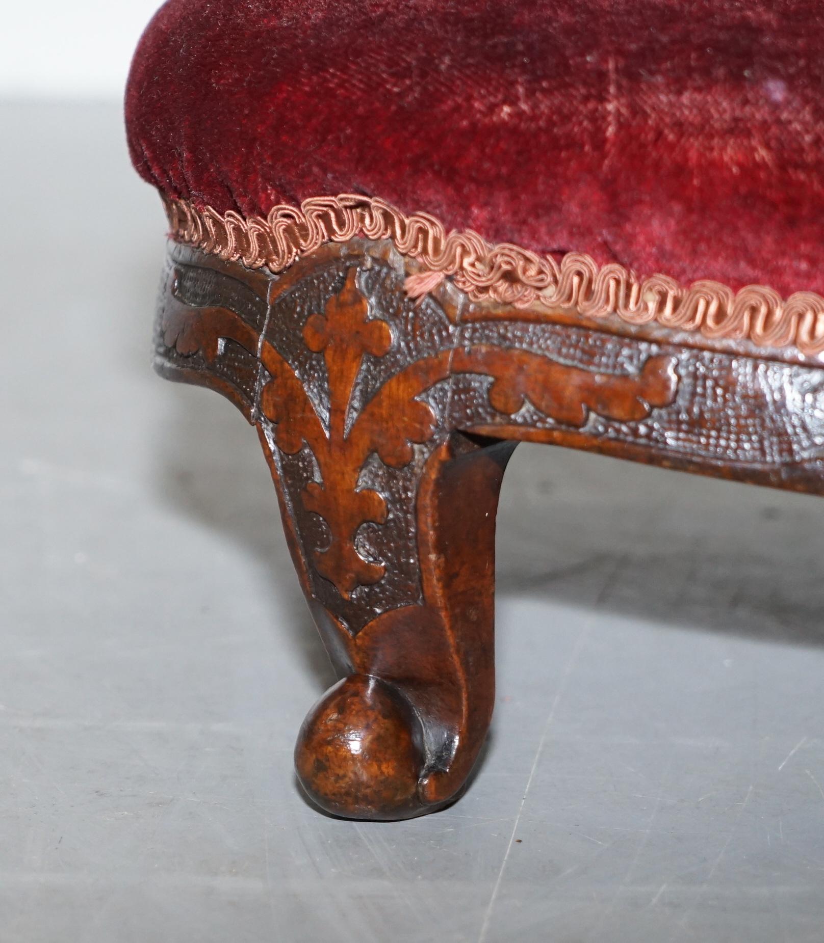 Sublime Pair of Original George II circa 1760 English Small Footstools Rare Find 4