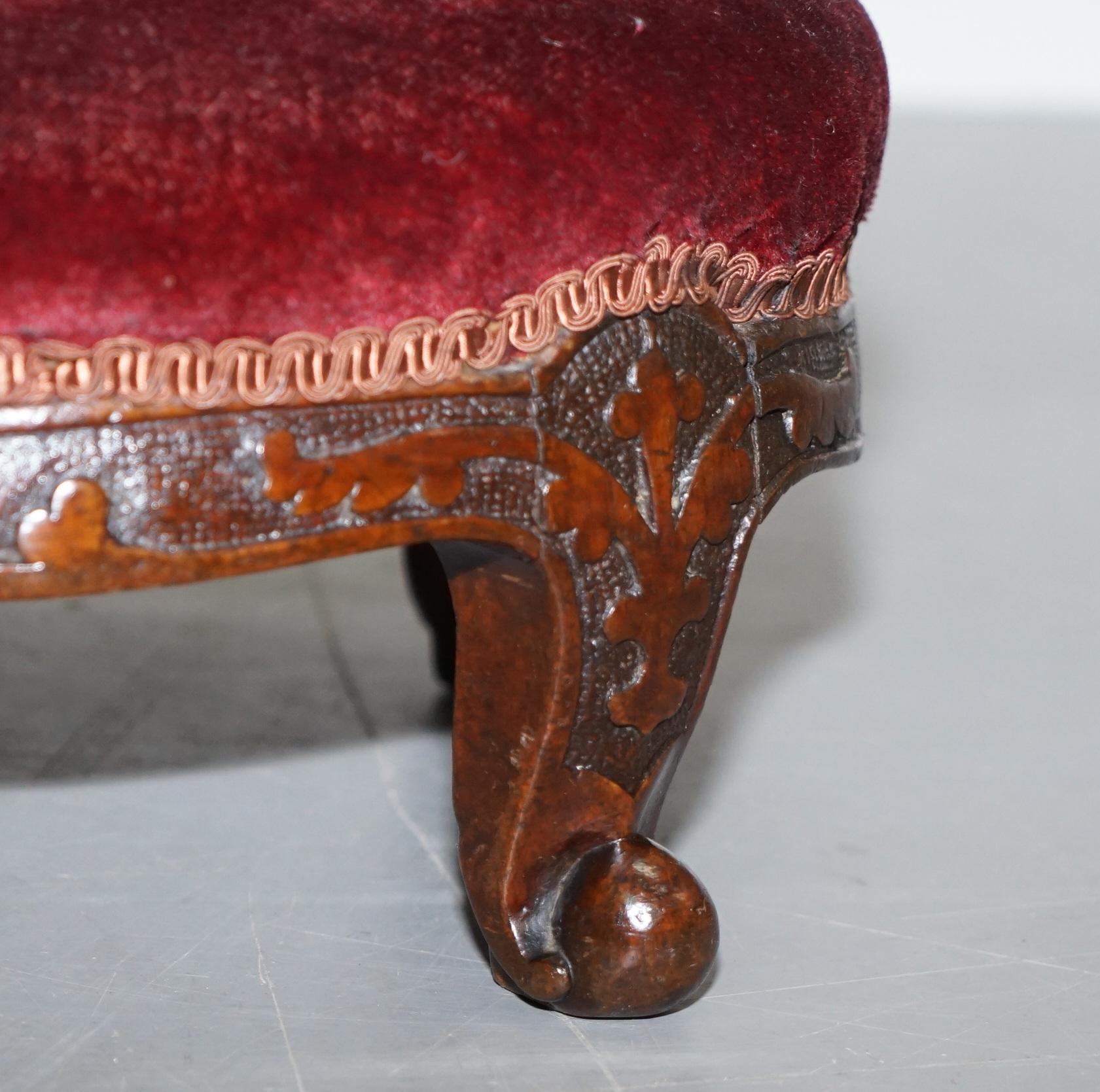 Sublime Pair of Original George II circa 1760 English Small Footstools Rare Find 5