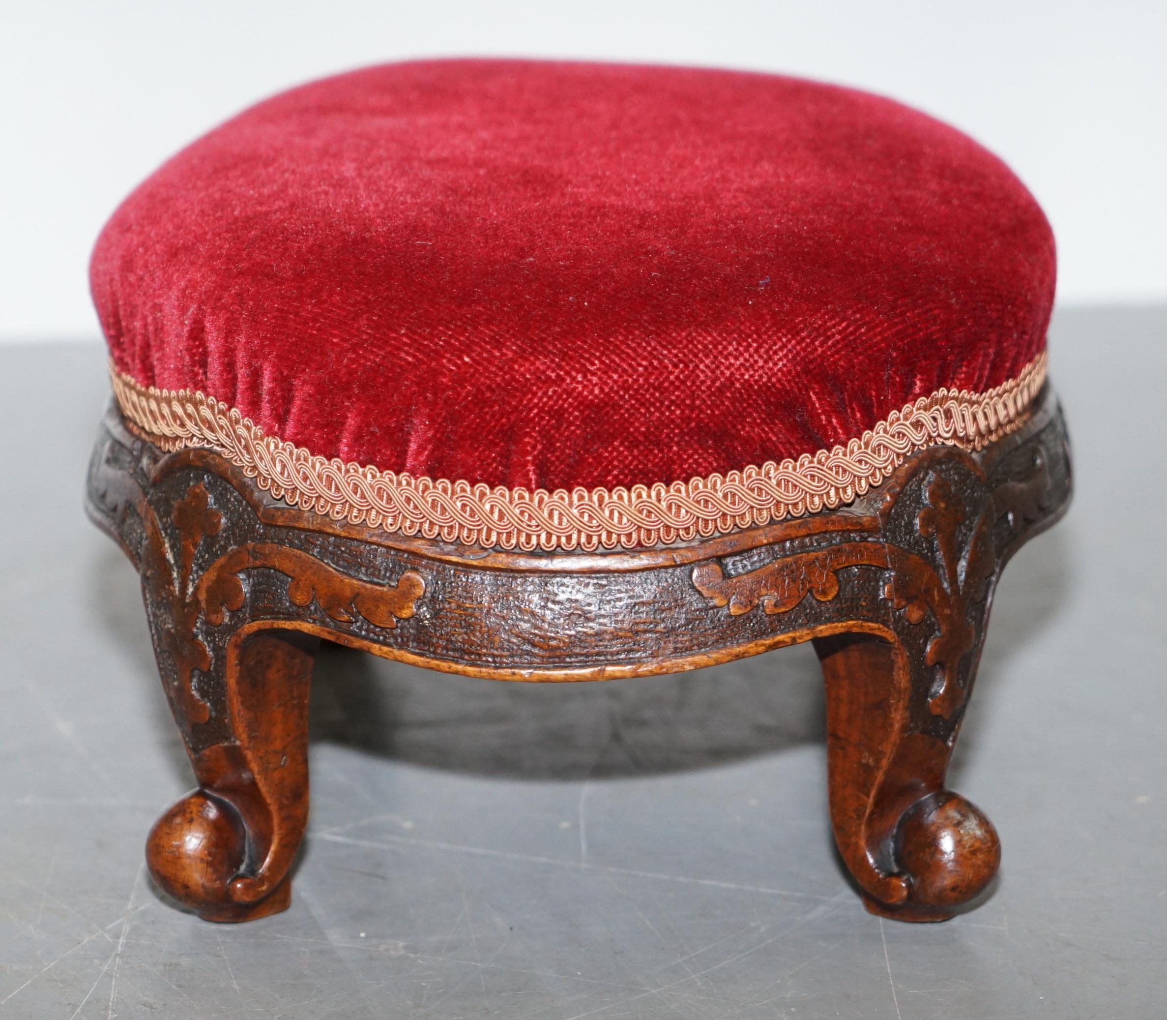 Hand-Crafted Sublime Pair of Original George II circa 1760 English Small Footstools Rare Find