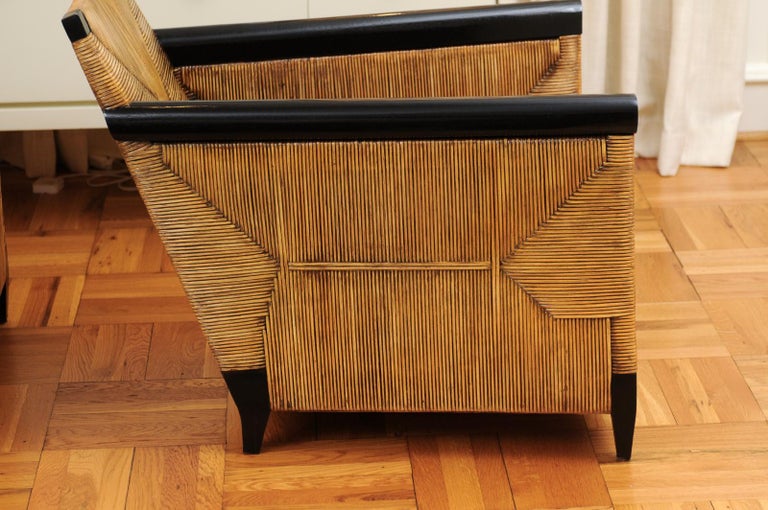 Sublime Pair of Rattan and Mahogany Loungers by Hutton for Donghia, circa 1995 For Sale 12