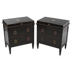 Sublime Pair of Regency Ebonized Small Commodes or Nightstands