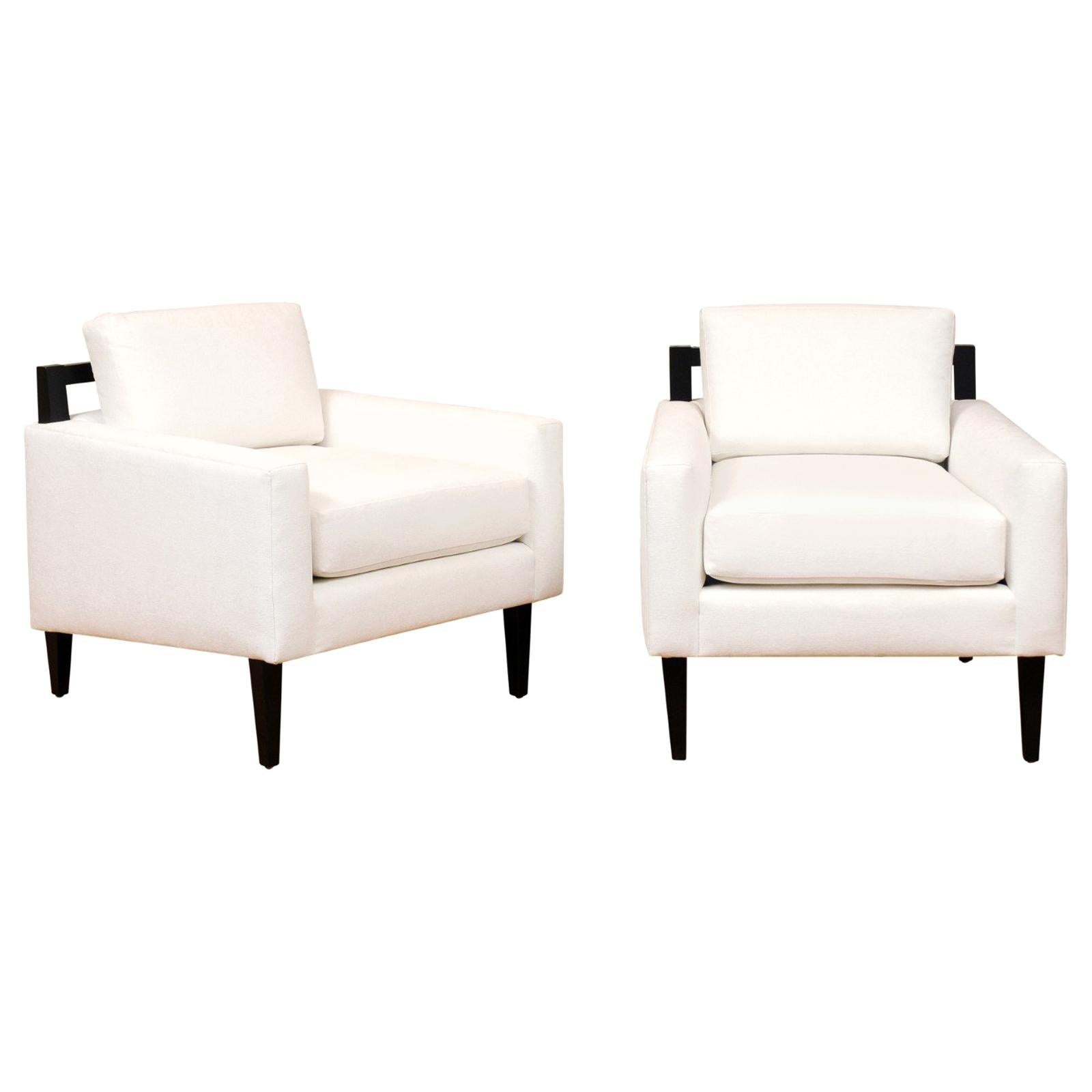 Sublime Pair of Sleek Modern Loungers by Baker, circa 1958 - 2 Pair Available
