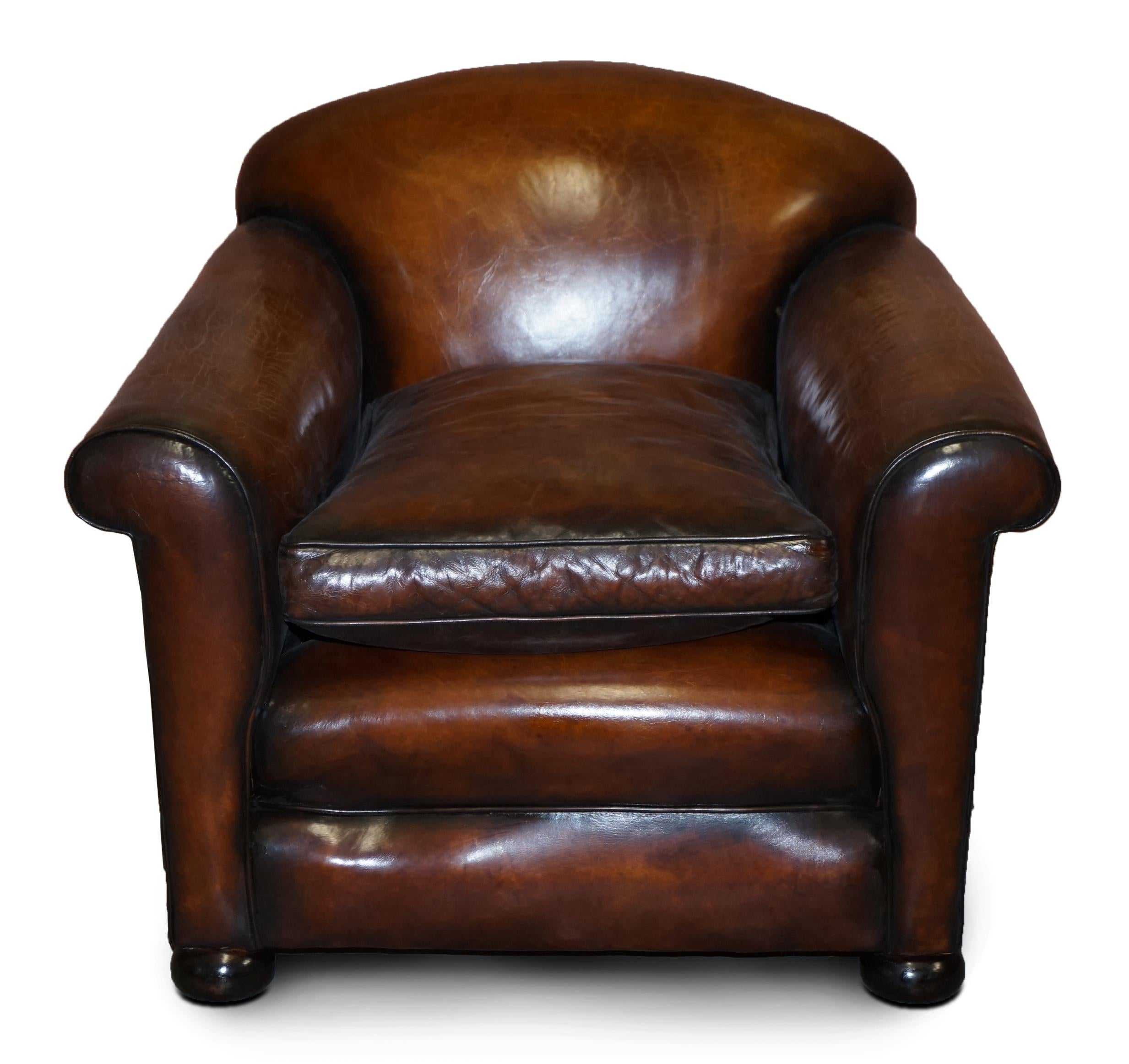 Sublime Pair of Victorian Fully Restored Chestnut Brown Leather Club Armchairs 10