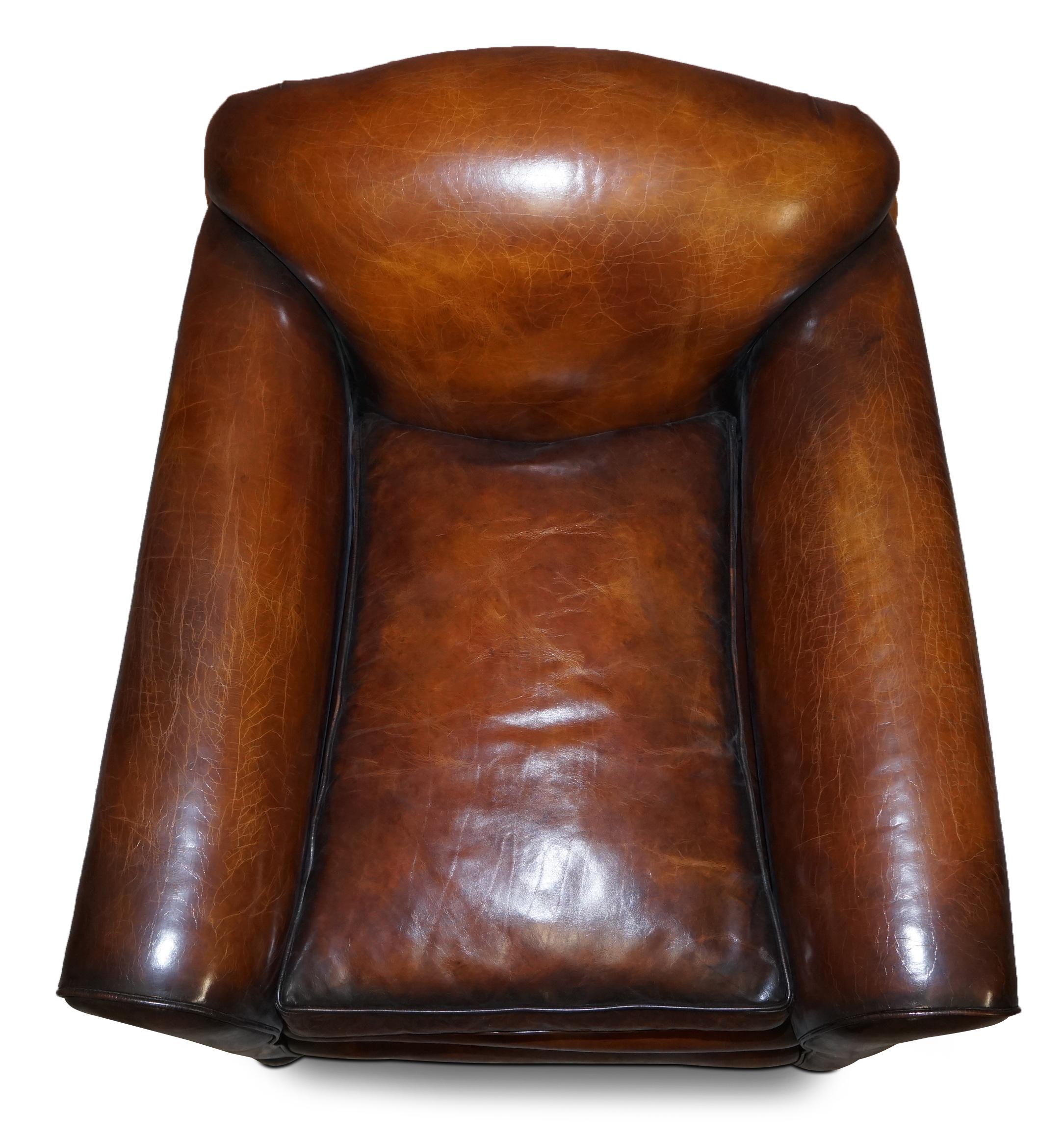 Sublime Pair of Victorian Fully Restored Chestnut Brown Leather Club Armchairs 12
