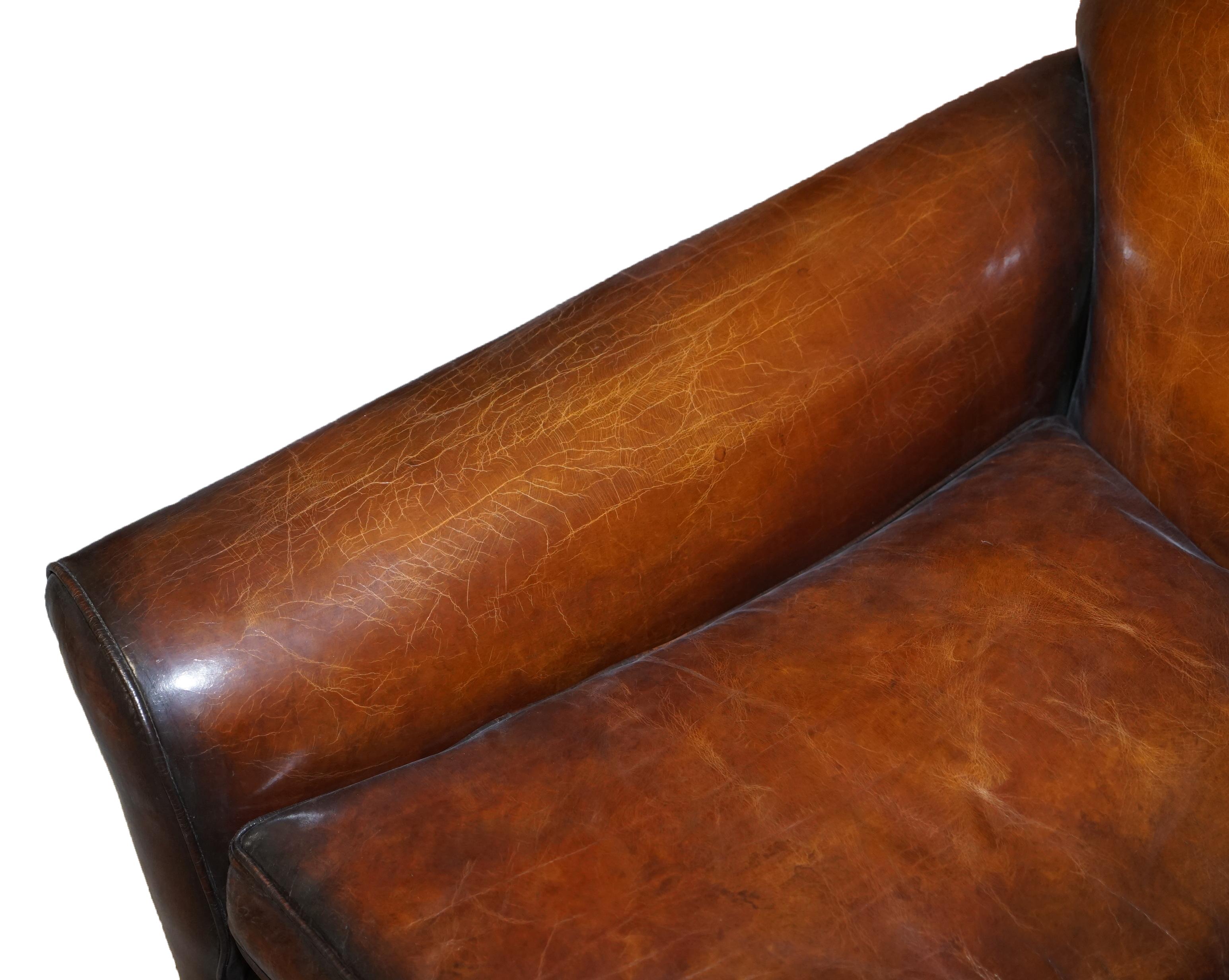 Sublime Pair of Victorian Fully Restored Chestnut Brown Leather Club Armchairs 13
