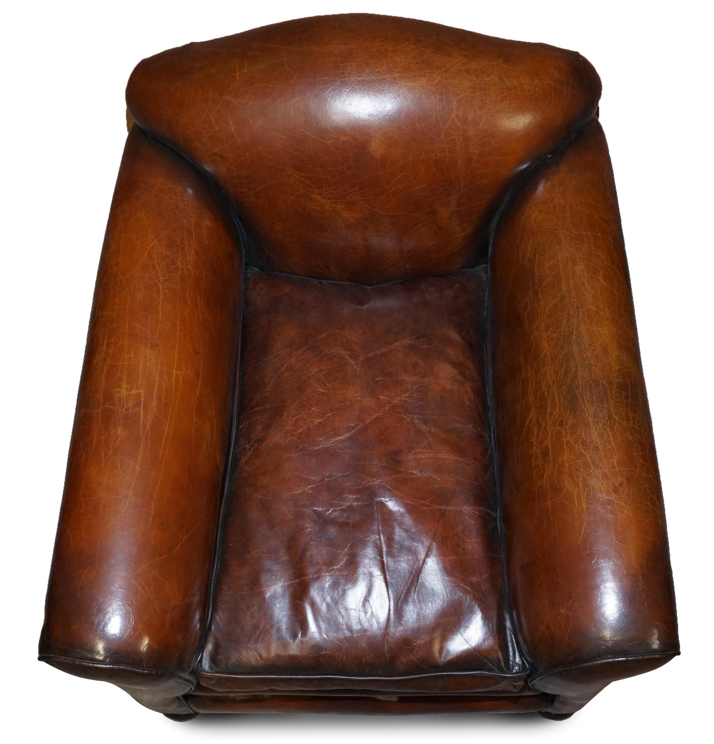 Hand-Crafted Sublime Pair of Victorian Fully Restored Chestnut Brown Leather Club Armchairs