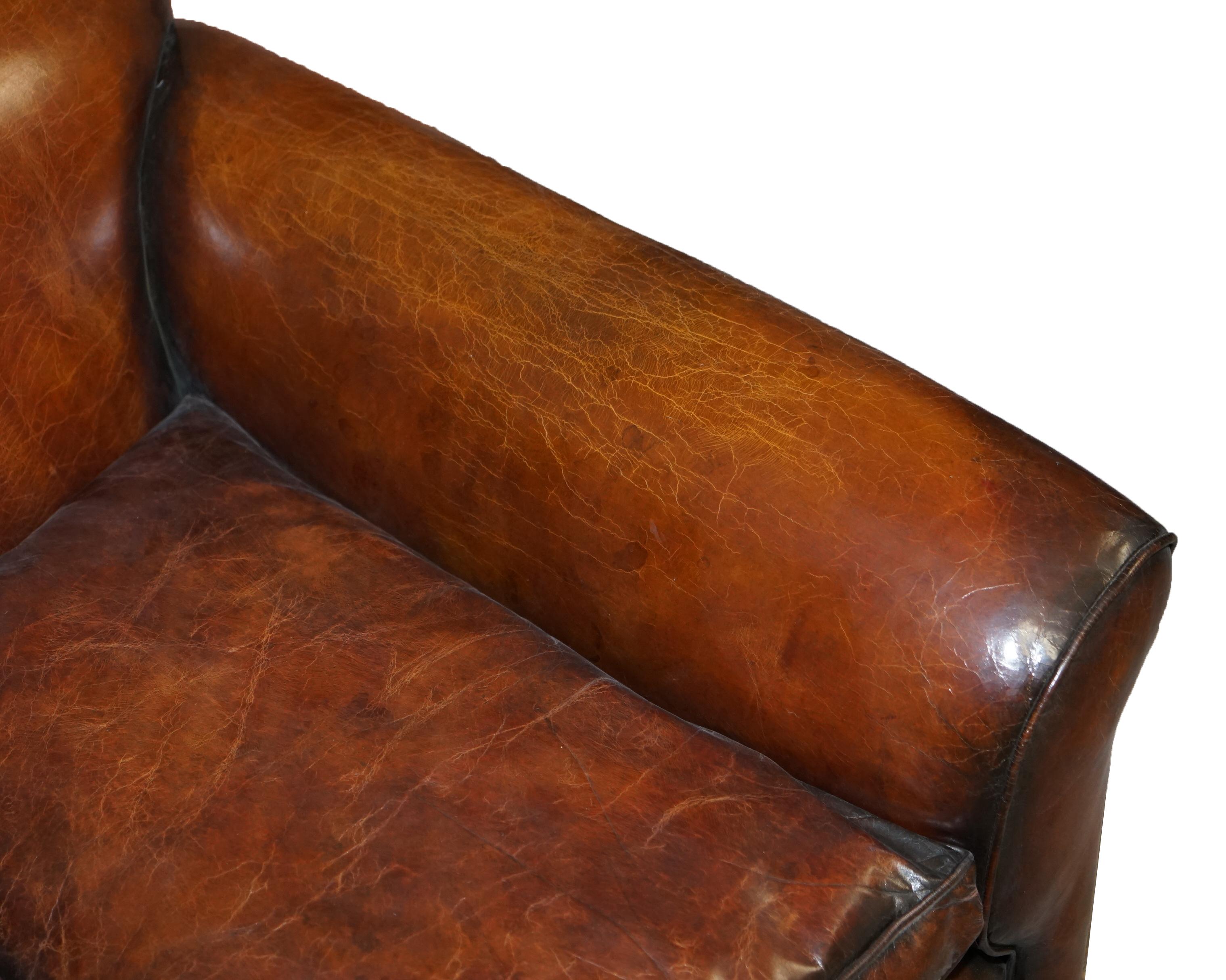 Sublime Pair of Victorian Fully Restored Chestnut Brown Leather Club Armchairs 2