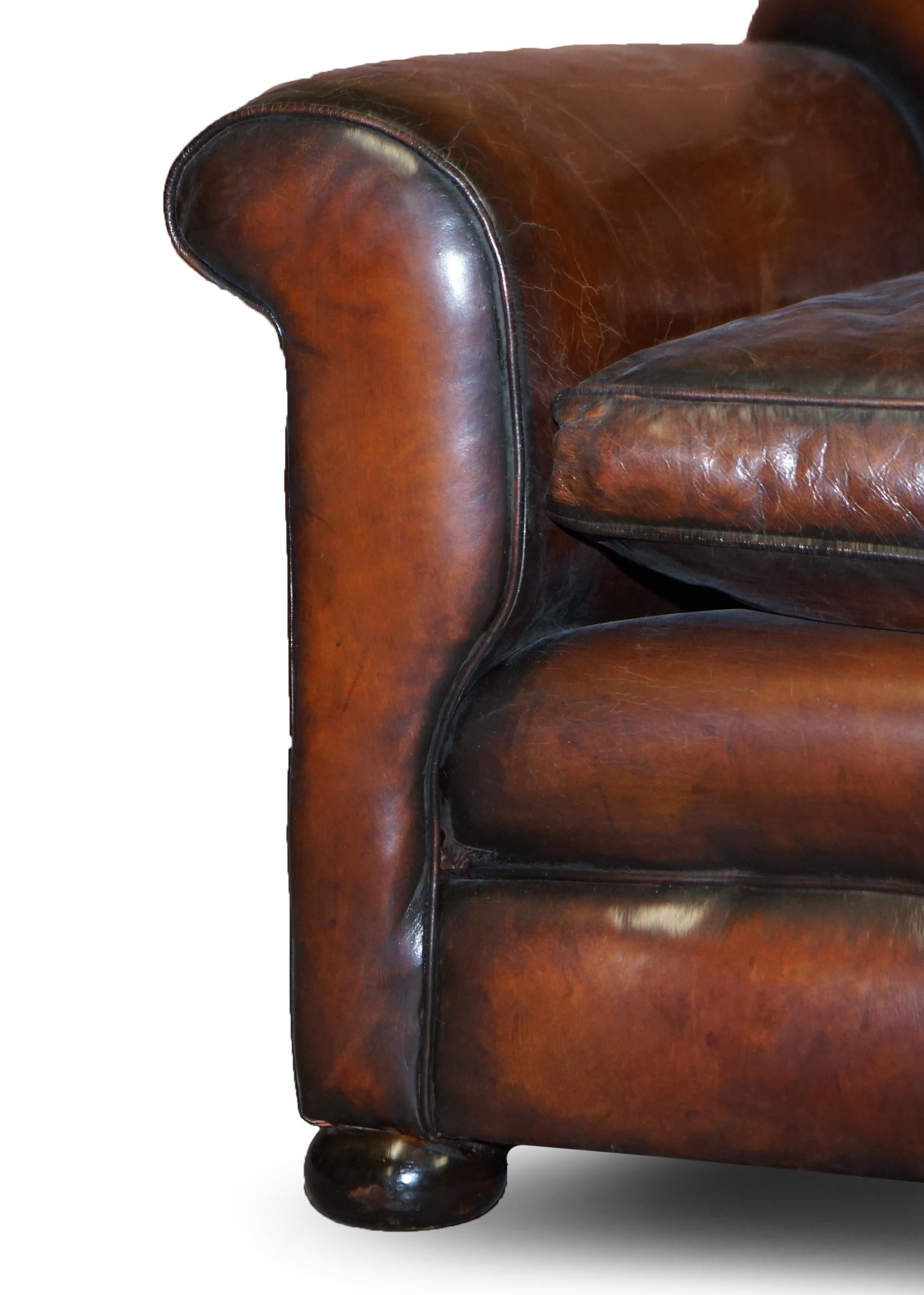 Sublime Pair of Victorian Fully Restored Chestnut Brown Leather Club Armchairs 4
