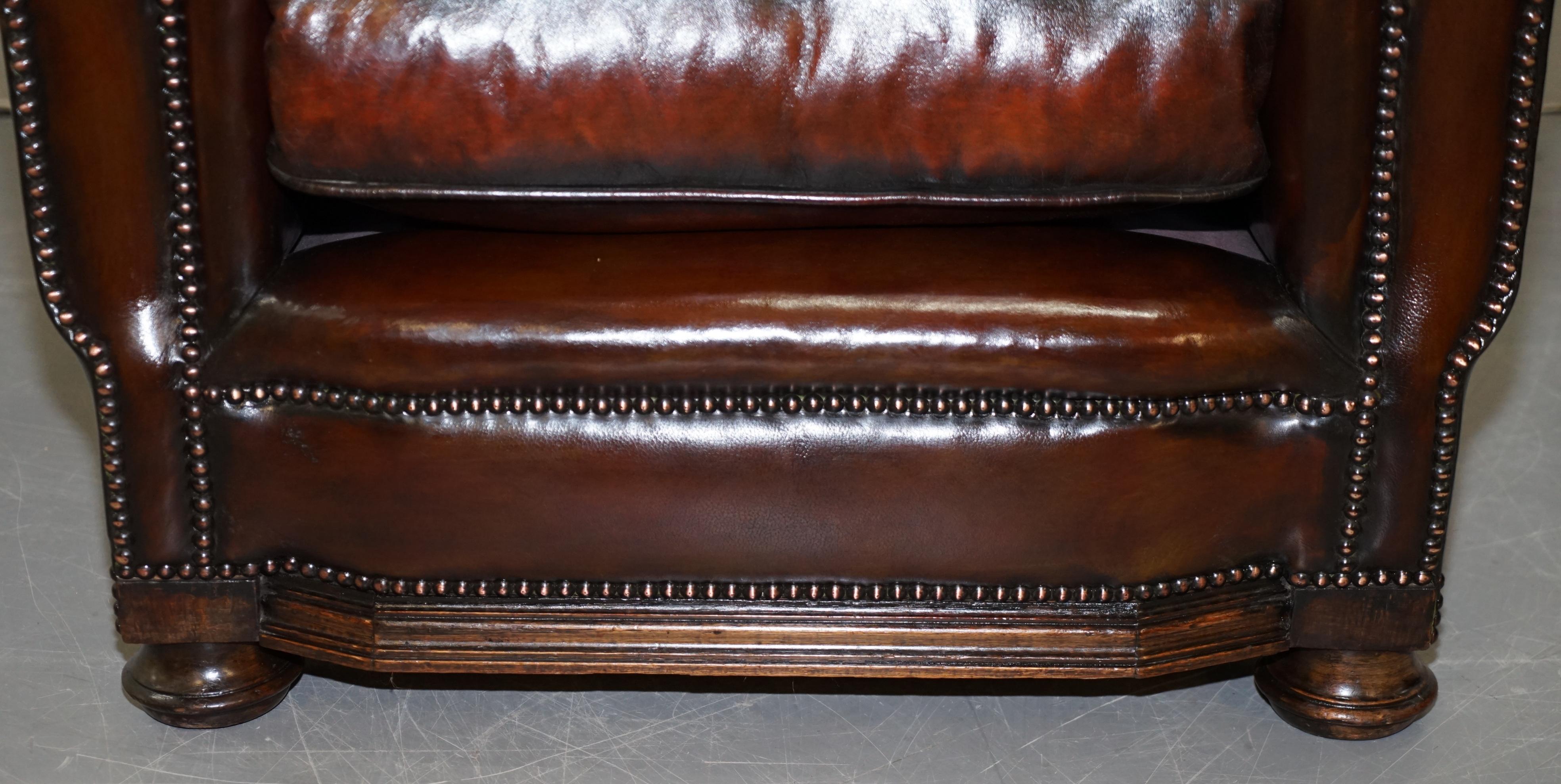 Sublime Pair of Victorian Fully Restored Cigar Brown Leather Club Armchairs 5