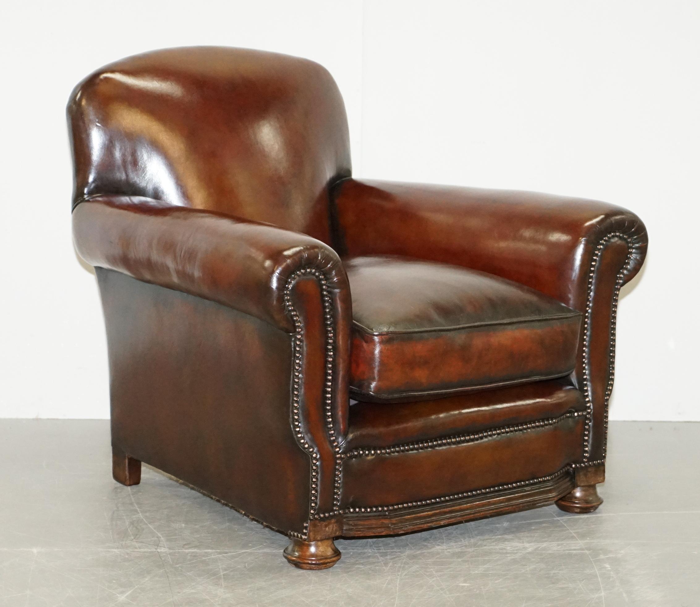 Sublime Pair of Victorian Fully Restored Cigar Brown Leather Club Armchairs 8