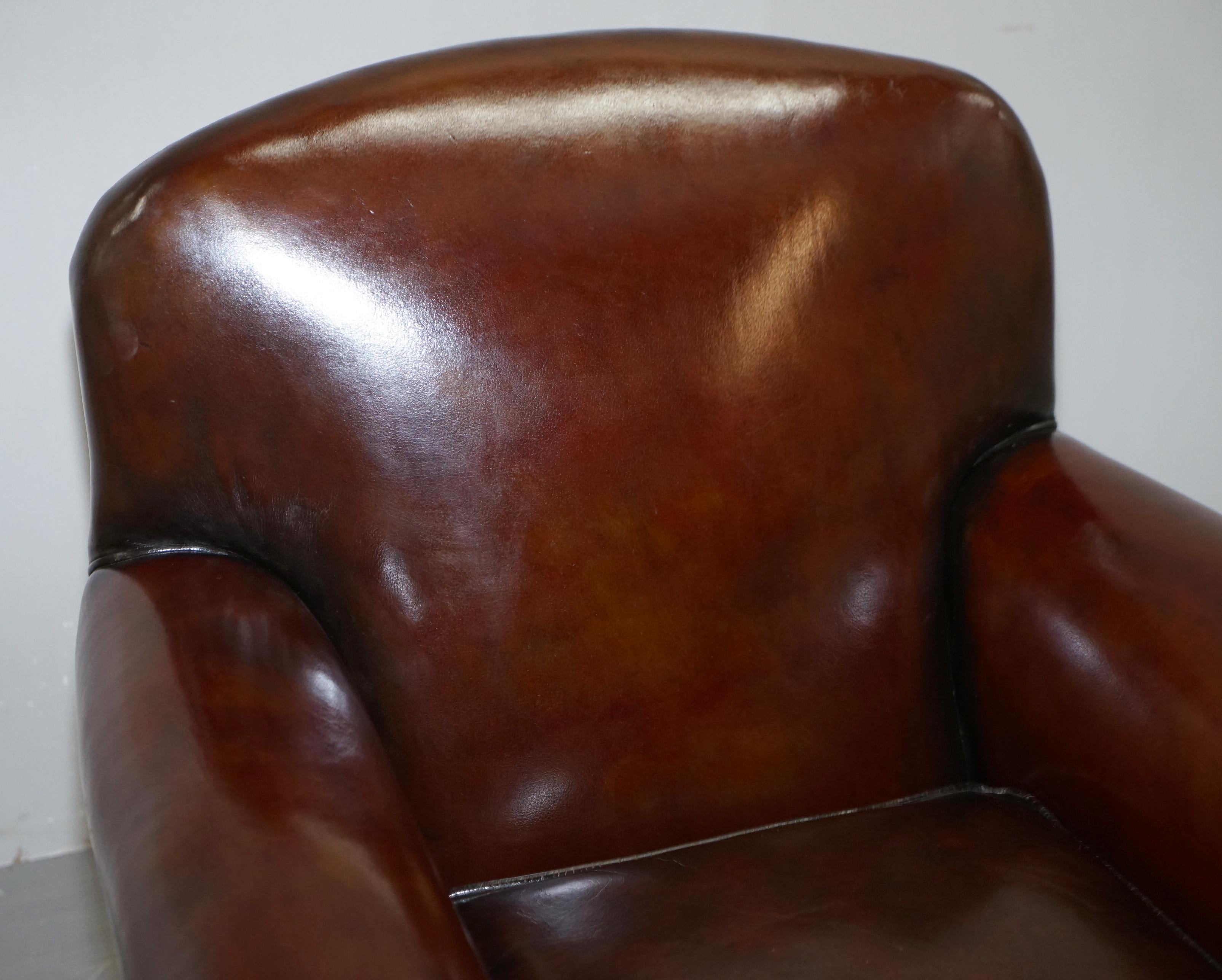 Sublime Pair of Victorian Fully Restored Cigar Brown Leather Club Armchairs 13
