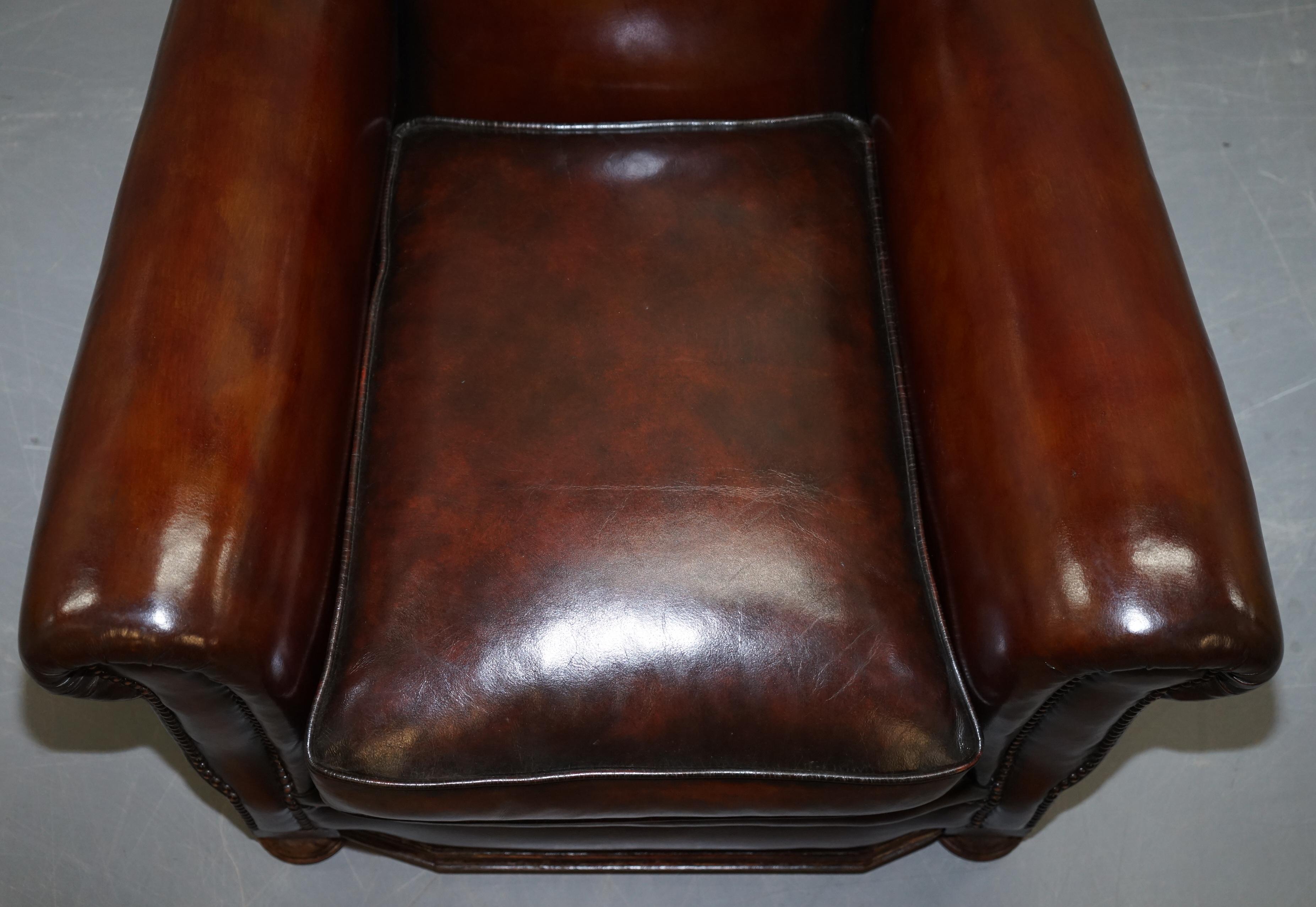 Sublime Pair of Victorian Fully Restored Cigar Brown Leather Club Armchairs 15