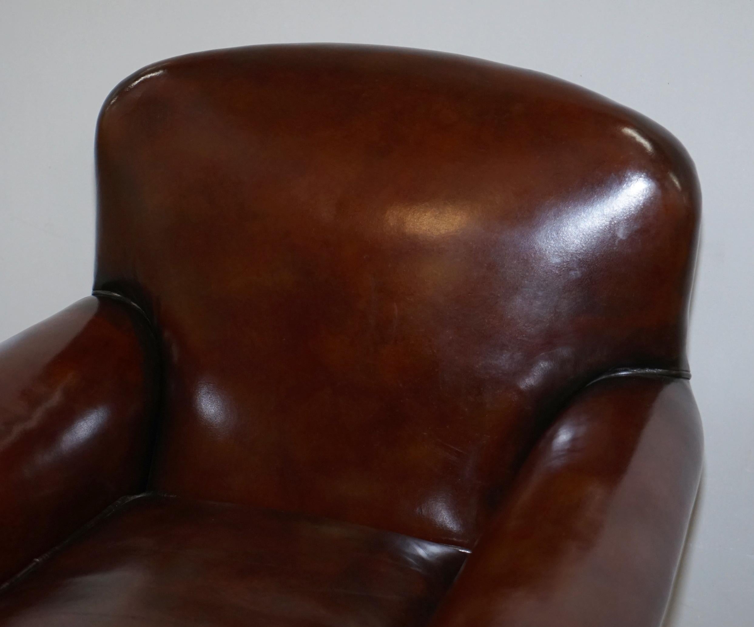 Hand-Crafted Sublime Pair of Victorian Fully Restored Cigar Brown Leather Club Armchairs