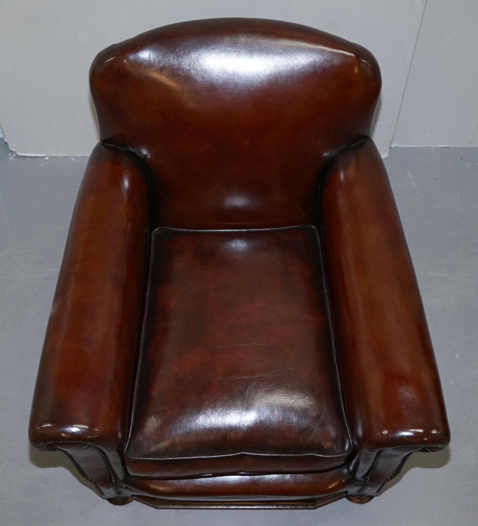 19th Century Sublime Pair of Victorian Fully Restored Cigar Brown Leather Club Armchairs