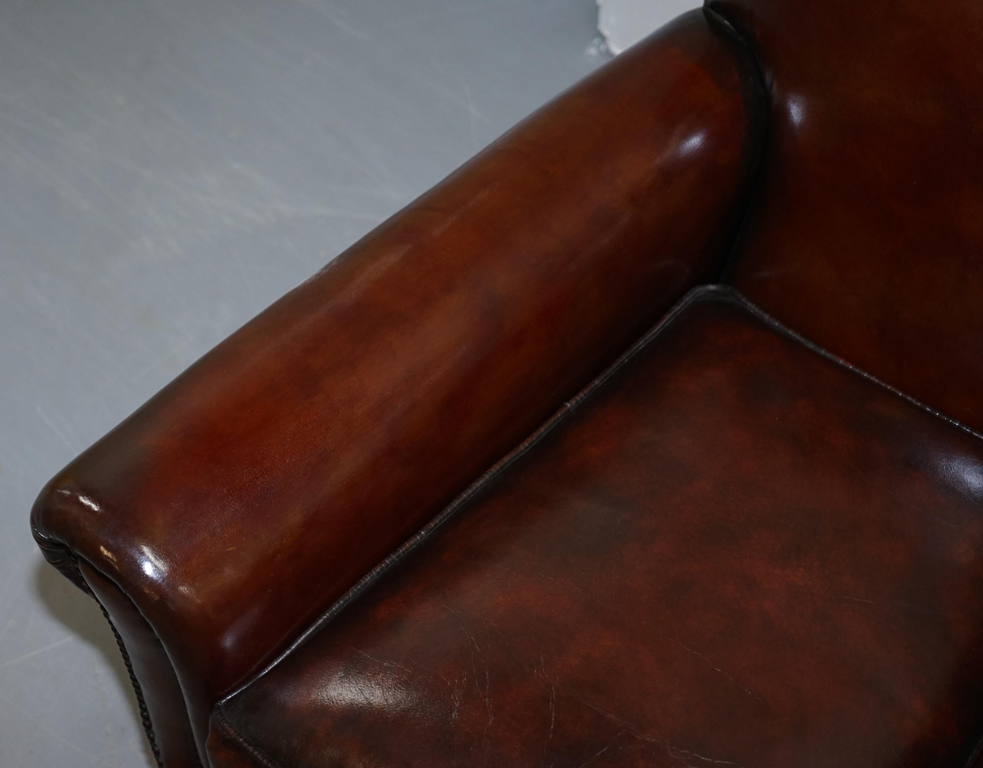 Sublime Pair of Victorian Fully Restored Cigar Brown Leather Club Armchairs 2