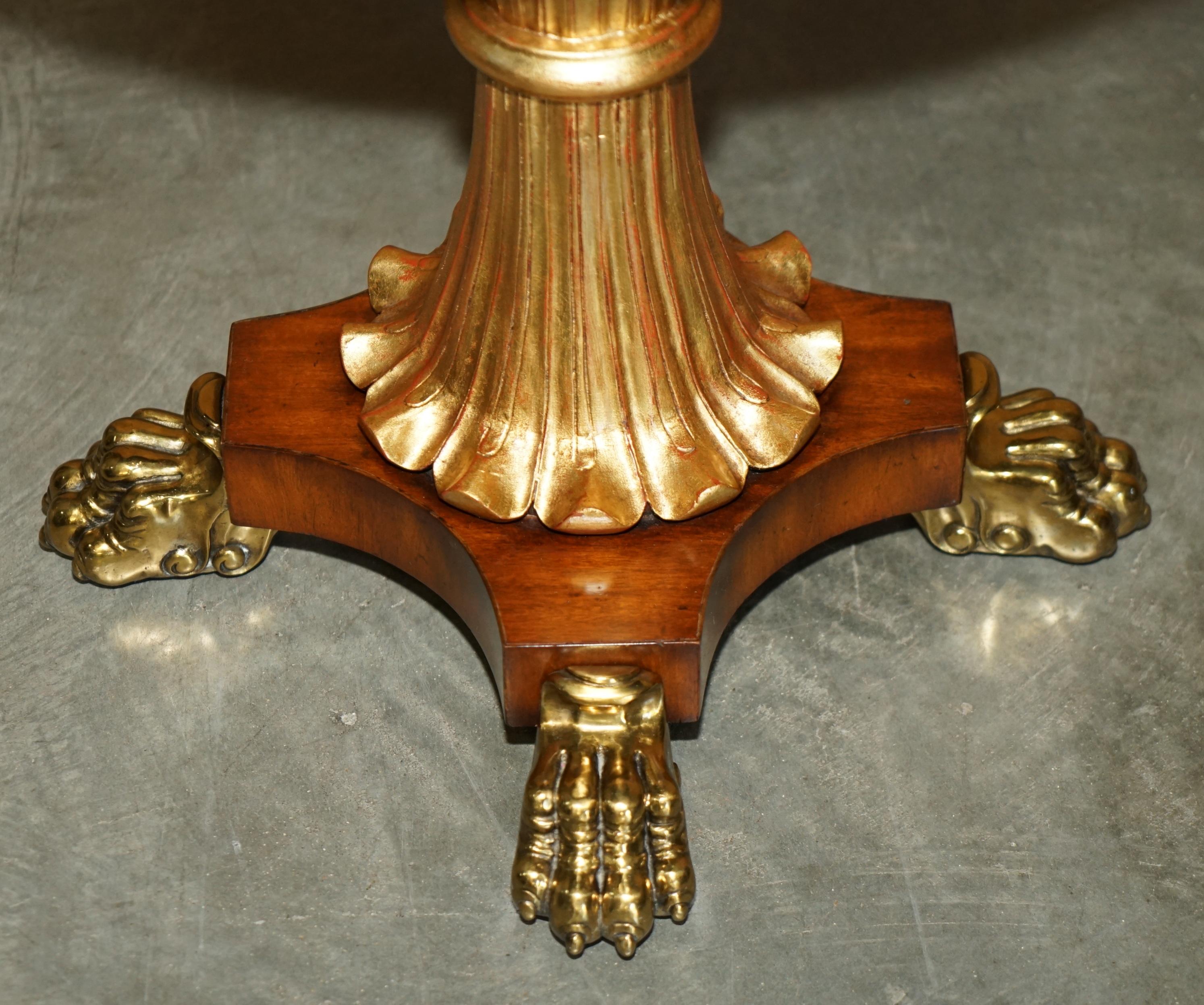 SUBLIME PAiR OF VINTAGE MARBLE TOPPED SIDE END TABLES SOLID BRASS LIONS PAW FEET For Sale 10