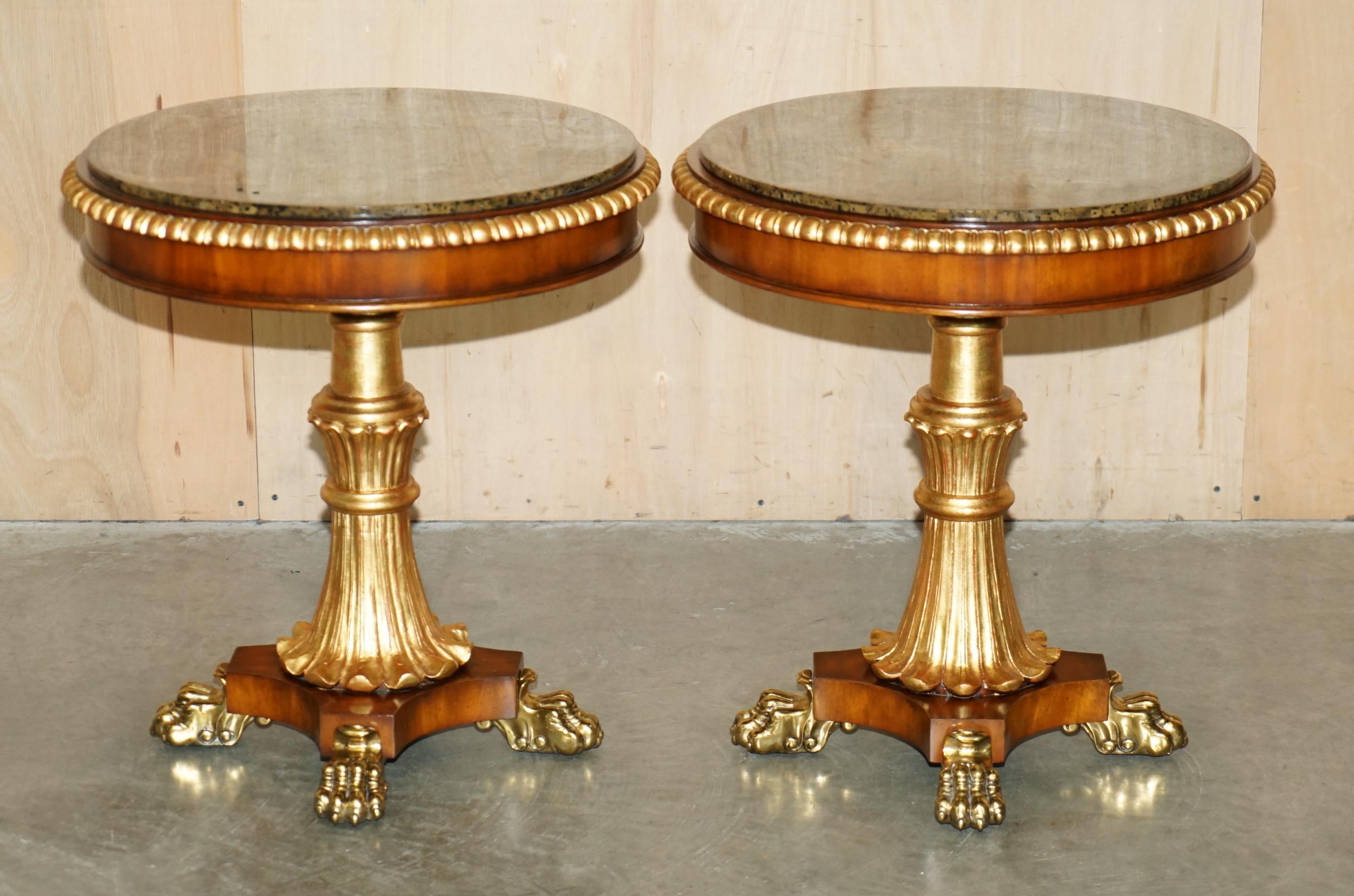 Royal House Antiques

Royal House Antiques is delighted to offer for sale this exquisite pair of vintage French Marble topped side end tables with oversized solid brass Lion's hairy paw feet 

Please note the delivery fee listed is just a guide, it