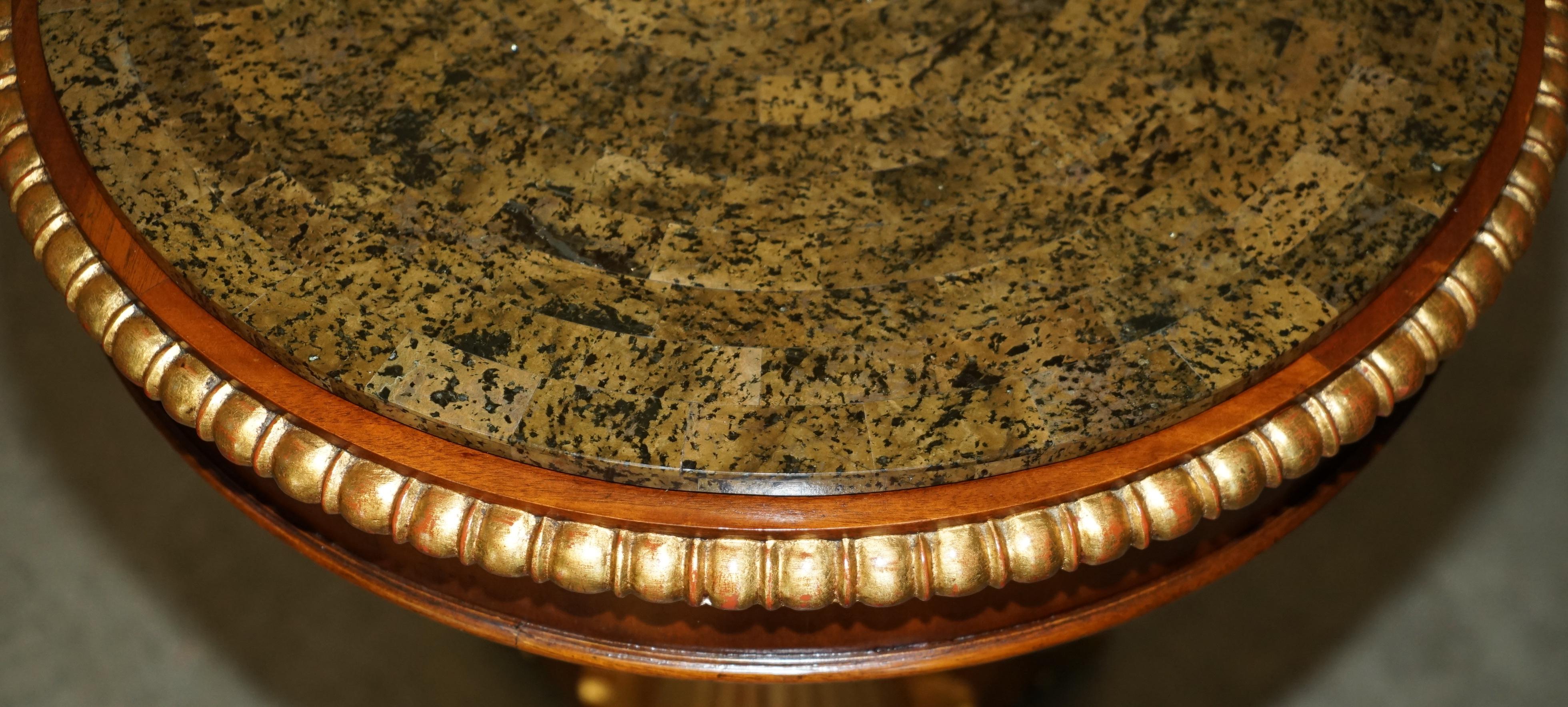 Hand-Crafted SUBLIME PAiR OF VINTAGE MARBLE TOPPED SIDE END TABLES SOLID BRASS LIONS PAW FEET For Sale