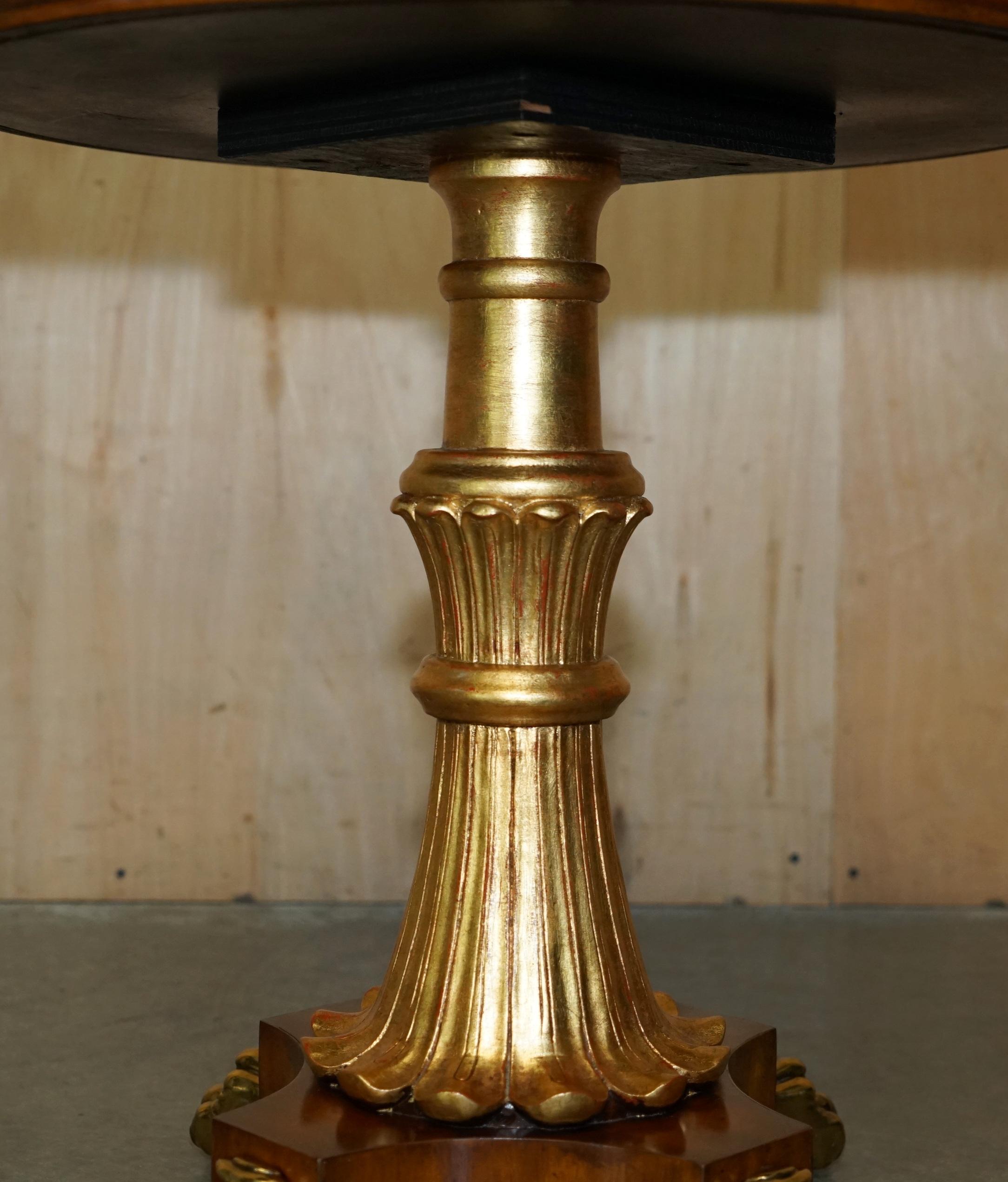 20th Century SUBLIME PAiR OF VINTAGE MARBLE TOPPED SIDE END TABLES SOLID BRASS LIONS PAW FEET For Sale