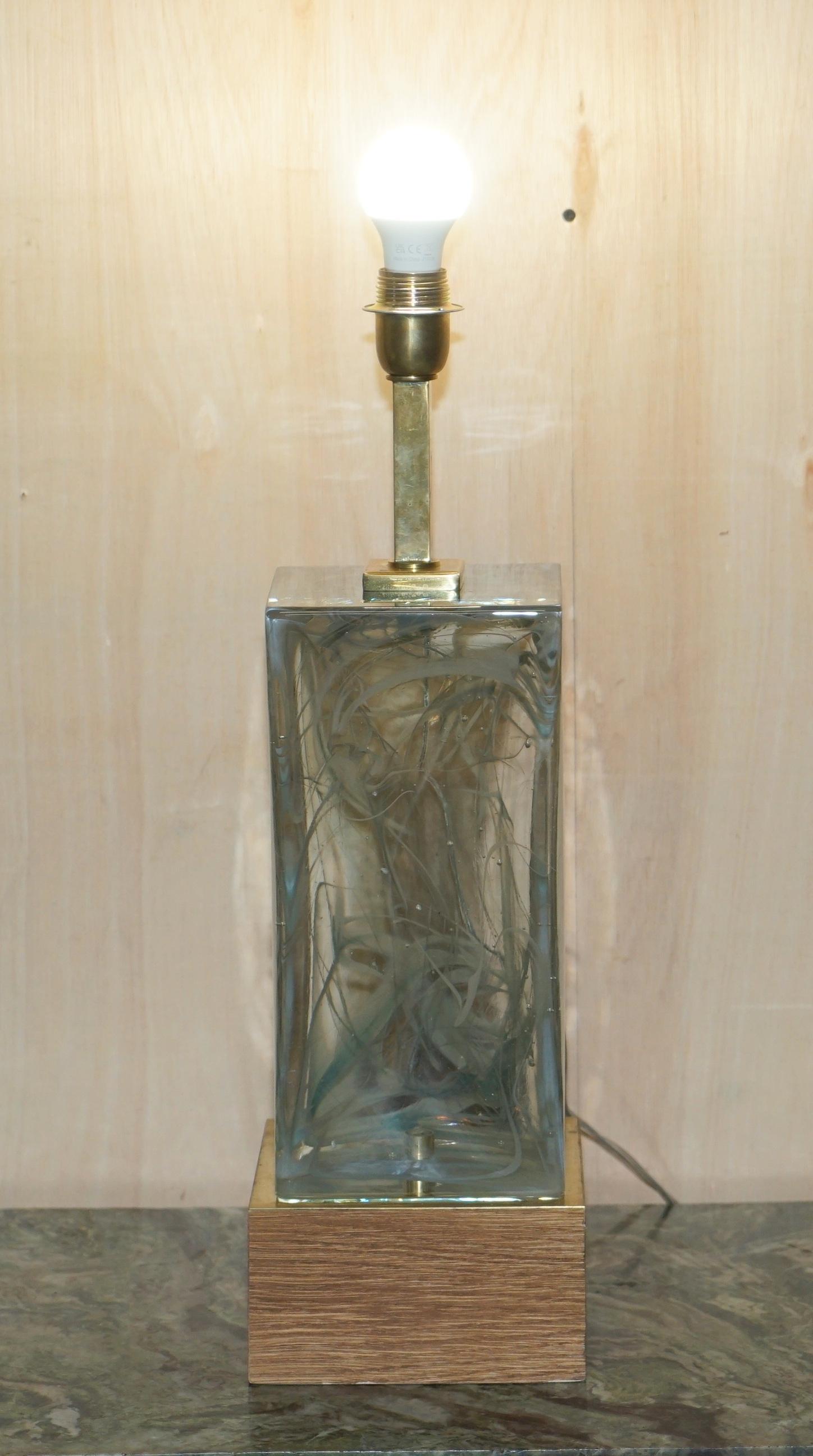 italien Sublime paire de grandes lampes de bureau vintage en verre de Murano marbré massif et lourd en vente