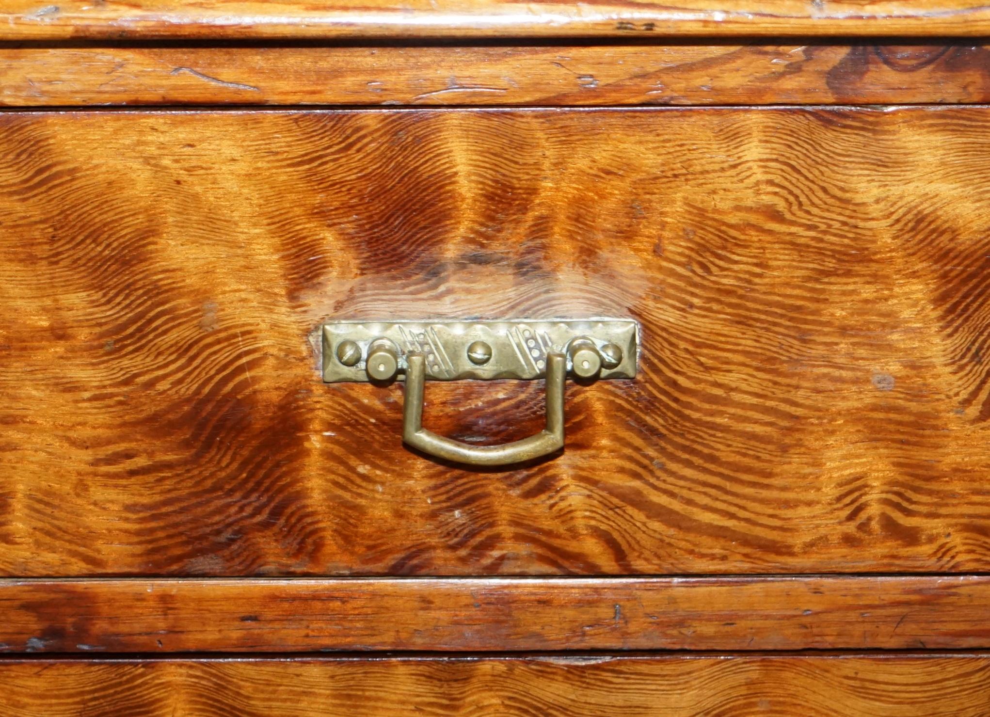 Sublime Patina circa 1880 Pitch Pine Chest of Drawers Must See Timber Grain!!!!! For Sale 4