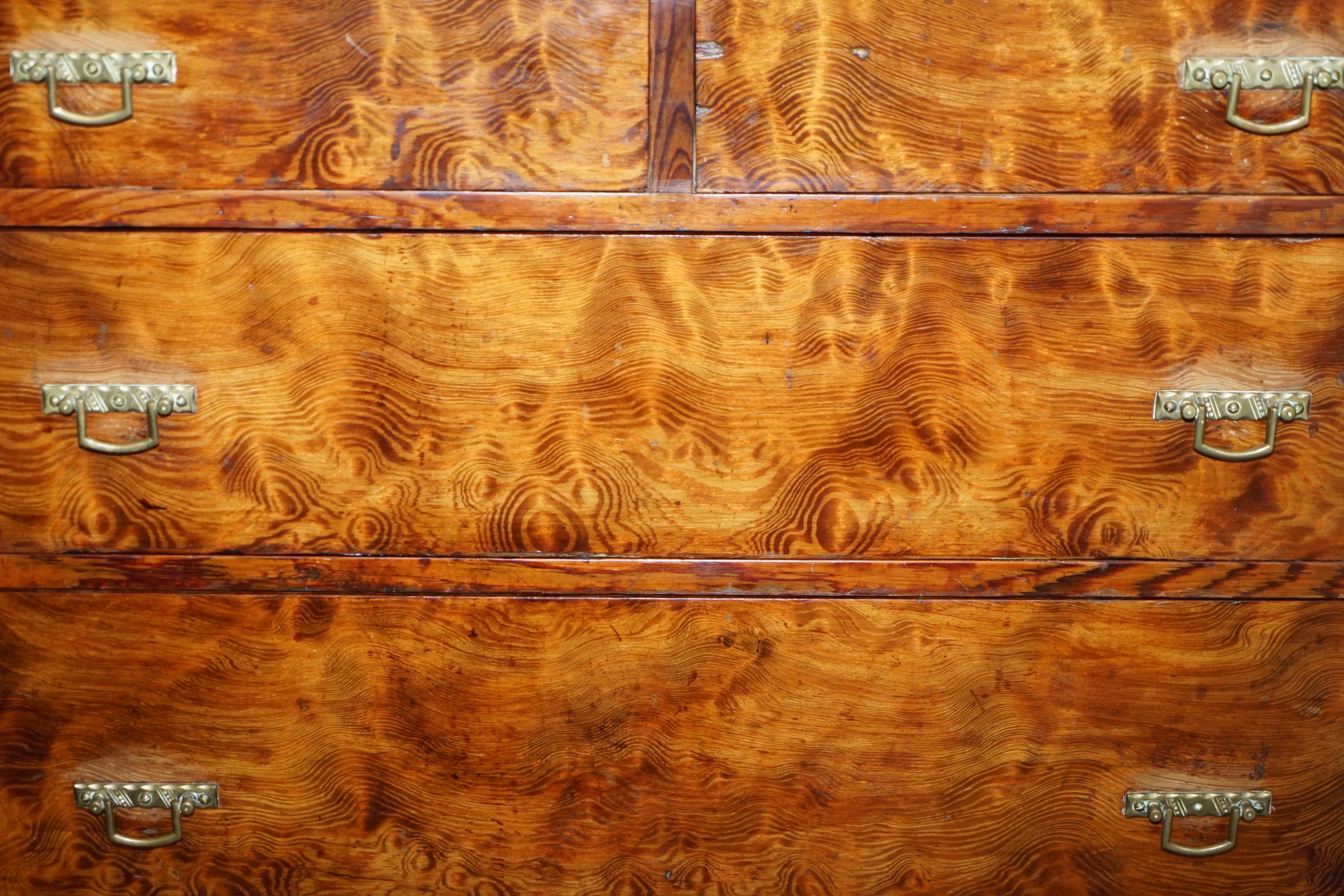 Sublime Patina circa 1880 Pitch Pine Chest of Drawers Must See Timber Grain!!!!! For Sale 5