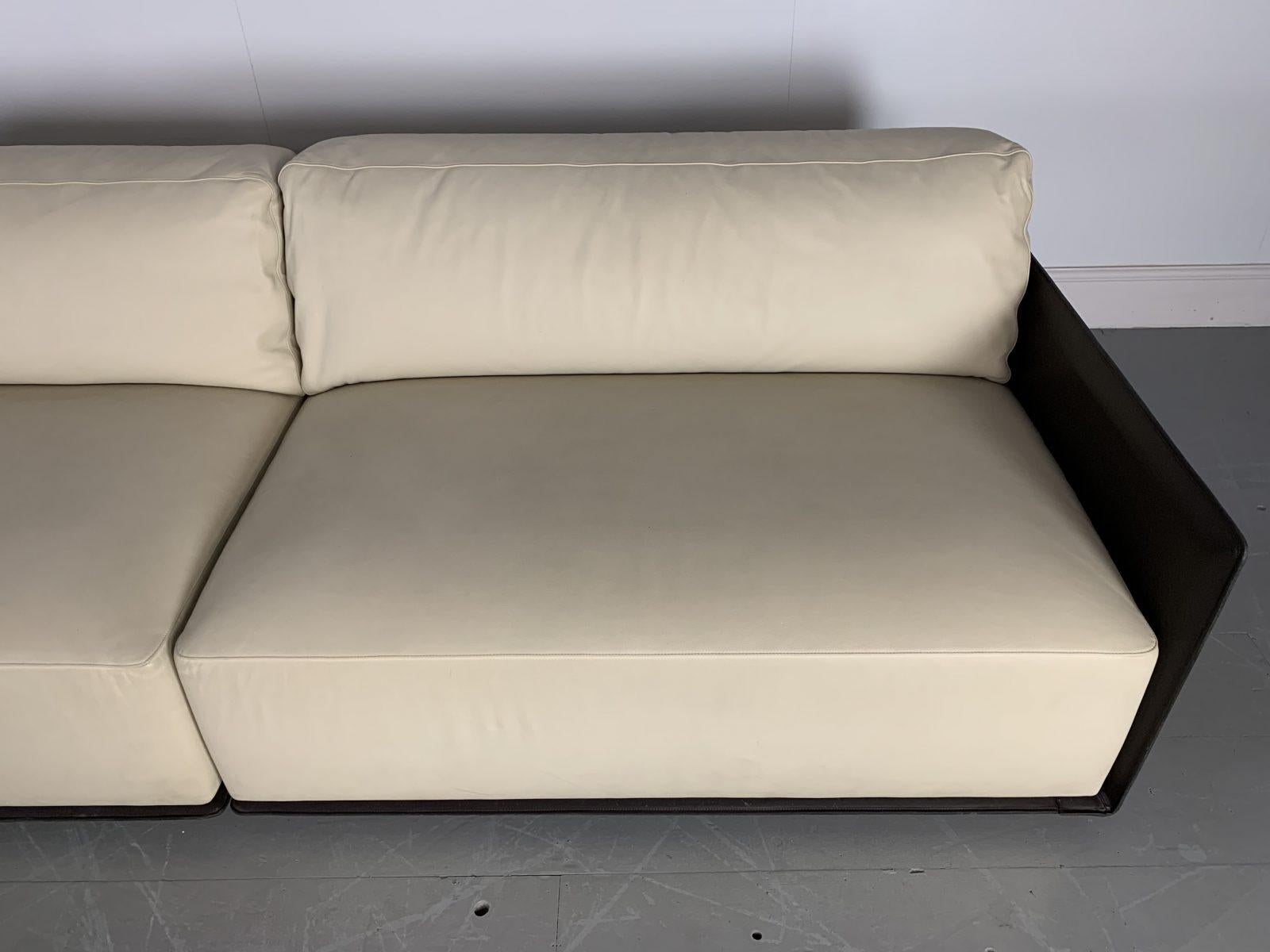 Sublime Poltrona Frau “Cassiopea” Large Sofa with Bookcase-End in Saddle Leather 5