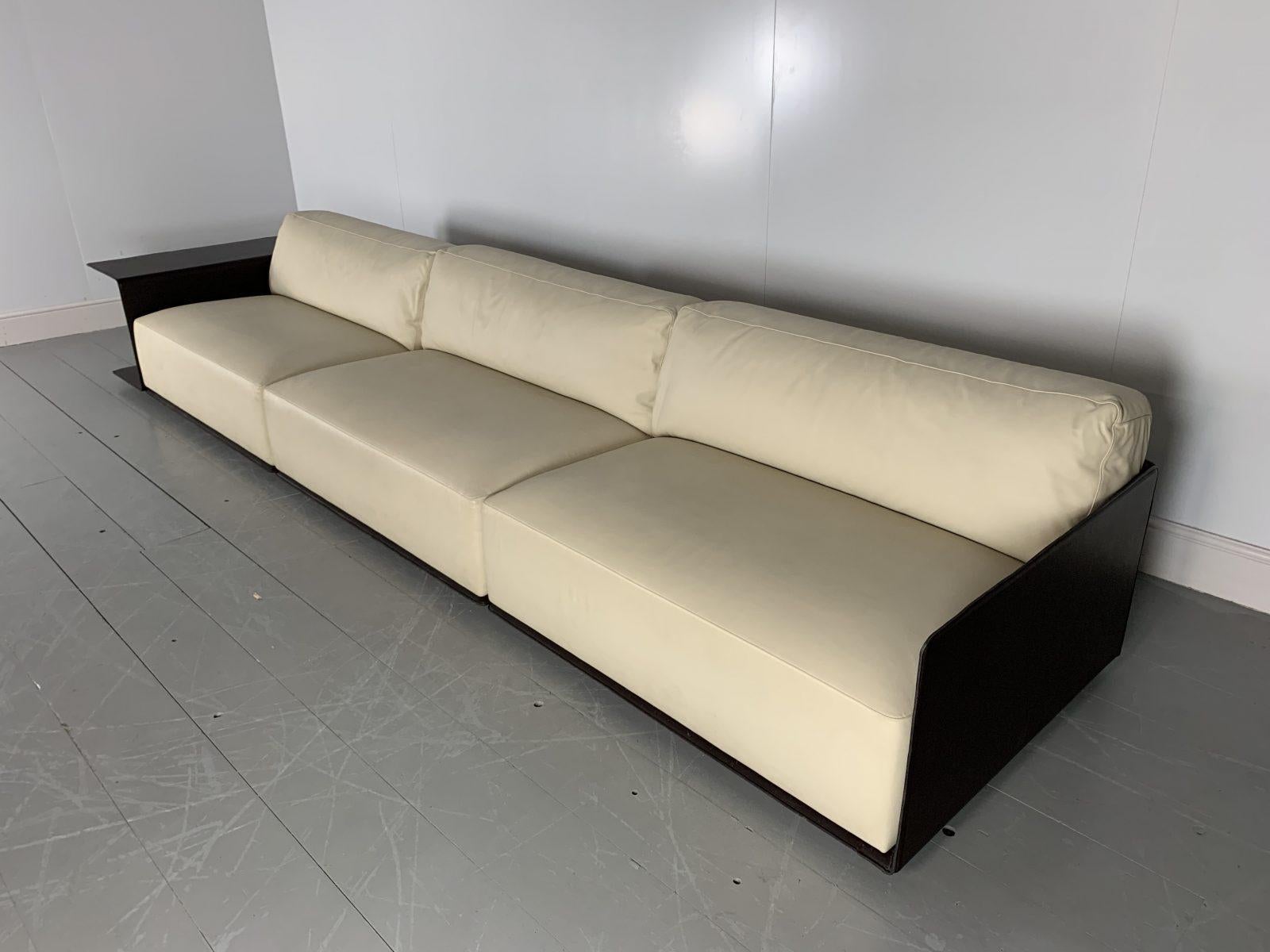 Contemporary Sublime Poltrona Frau “Cassiopea” Large Sofa with Bookcase-End in Saddle Leather