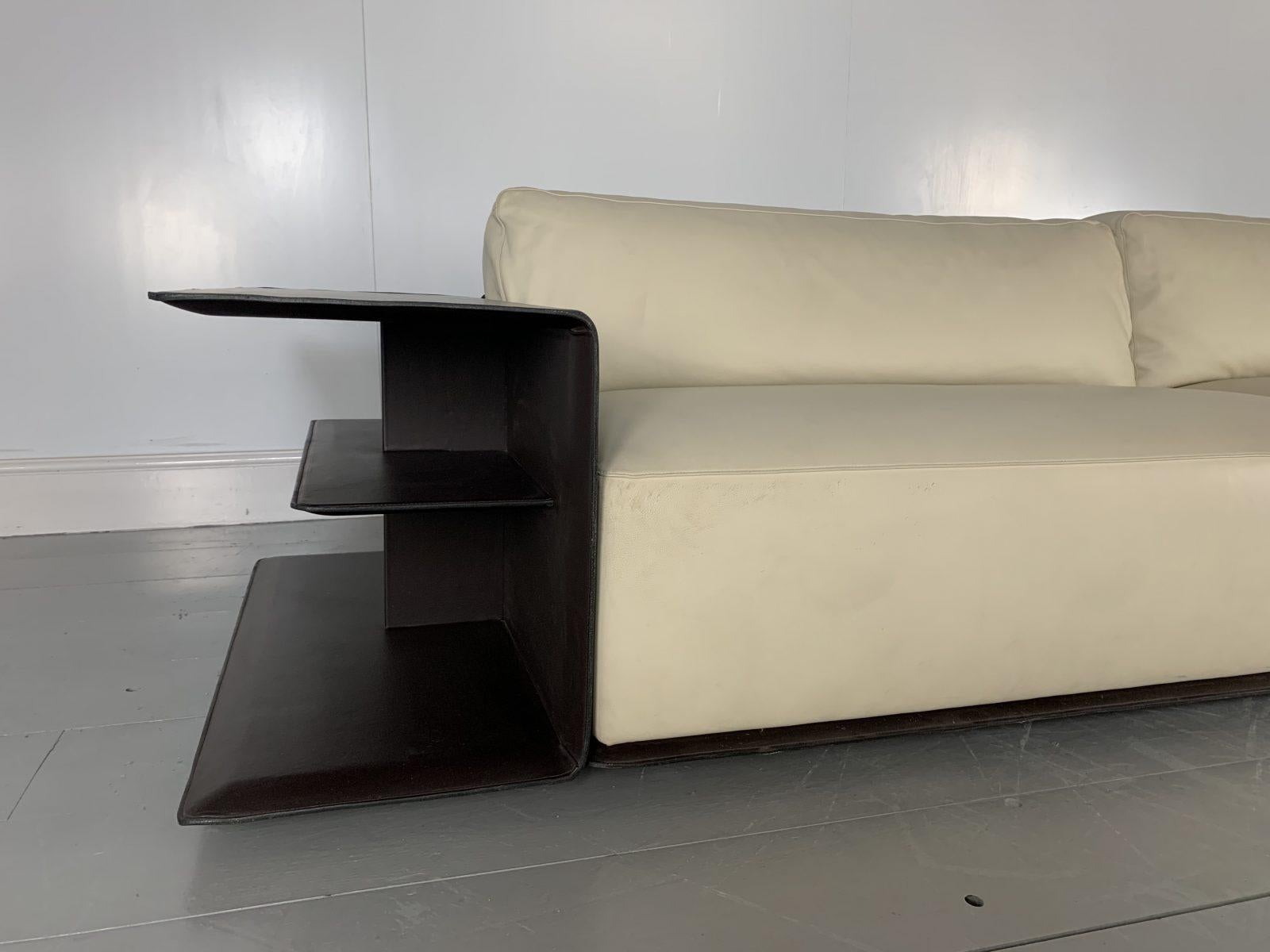 Sublime Poltrona Frau “Cassiopea” Large Sofa with Bookcase-End in Saddle Leather 1