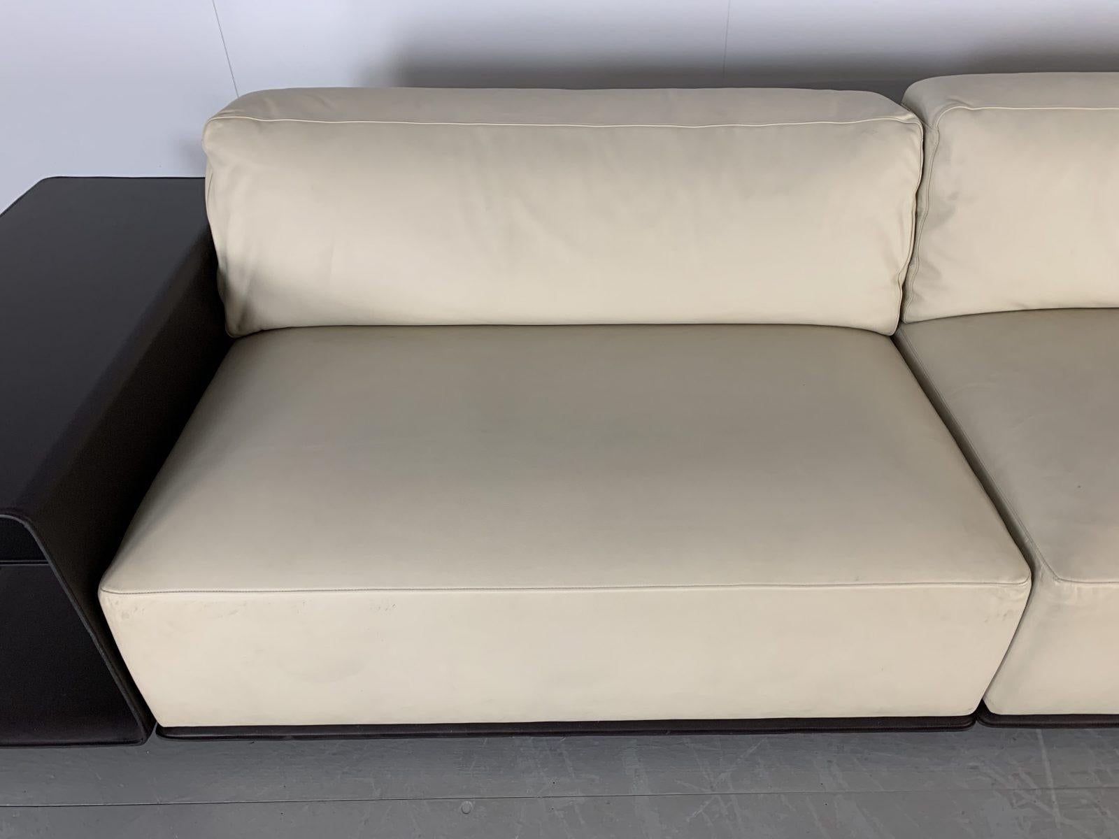 Sublime Poltrona Frau “Cassiopea” Large Sofa with Bookcase-End in Saddle Leather 3
