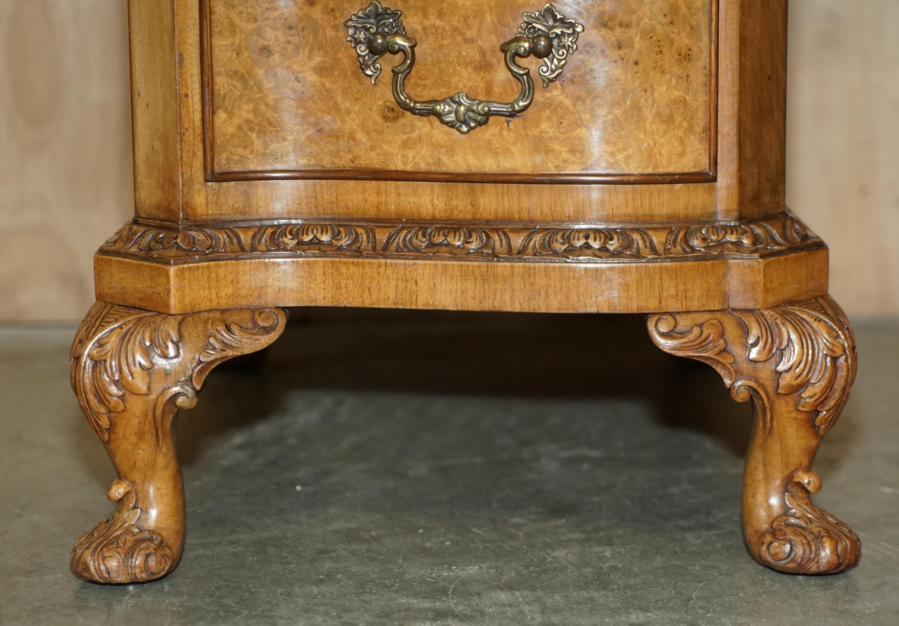 Mirror Sublime Quality Burr Walnut Hand Carved Dressing Table & Stool Part of Suite