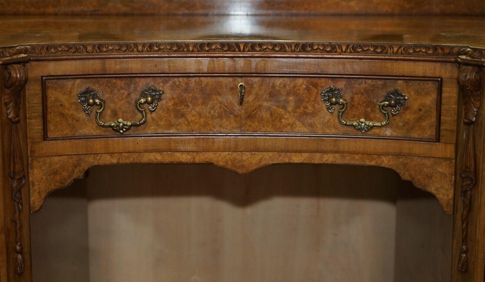 Sublime Quality Burr Walnut Hand Carved Dressing Table Part of Suite For Sale 1