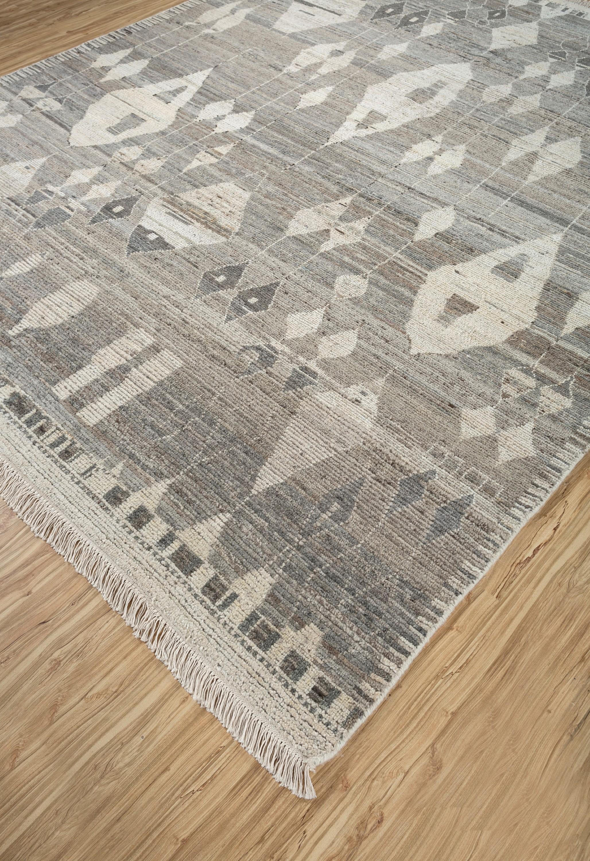 Handgeknüpfter Teppich in natürlichem Grau und natürlichem Weiß in Sublime Radiance 180x270 cm (Moderne) im Angebot