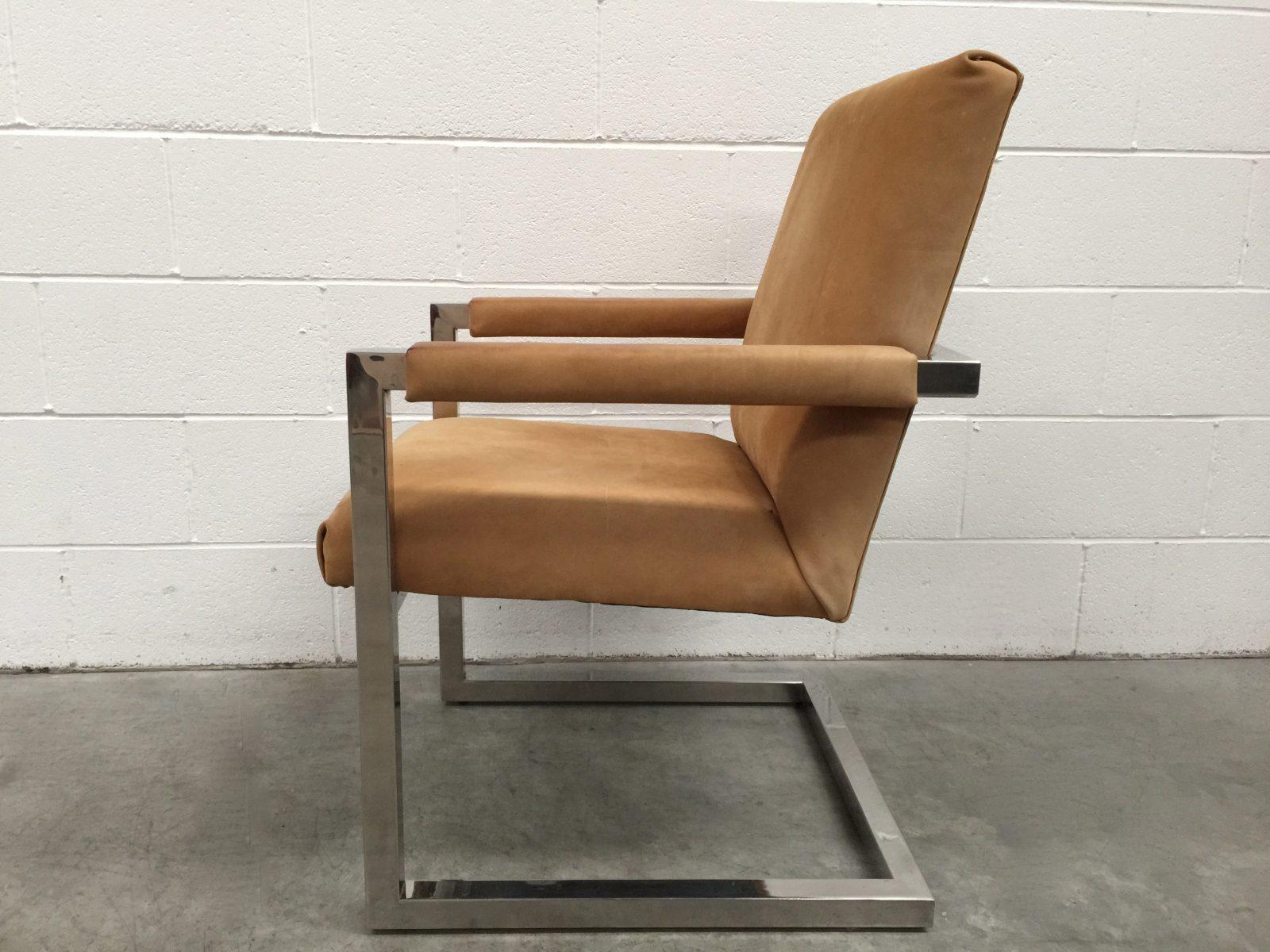 Daim Sublime fauteuil carré Polo de Ralph Lauren en daim et chrome en vente
