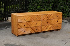 Sublime Restored Mahogany and Bamboo Marquetry Chest, circa 1970