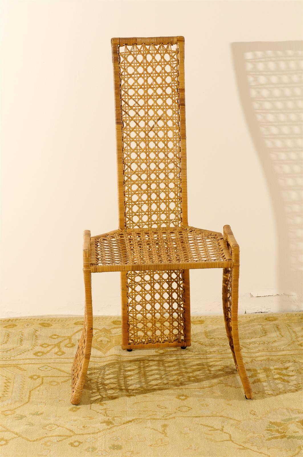 Sublime ensemble restauré de 10 chaises de salle à manger en rotin par Danny Ho Fong, vers 1975 en vente 2