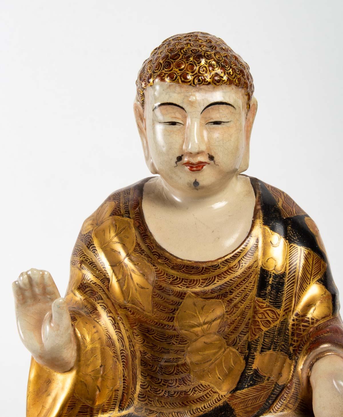 Late 19th Century Sublime Satsuma Antique Porcelain Buddha